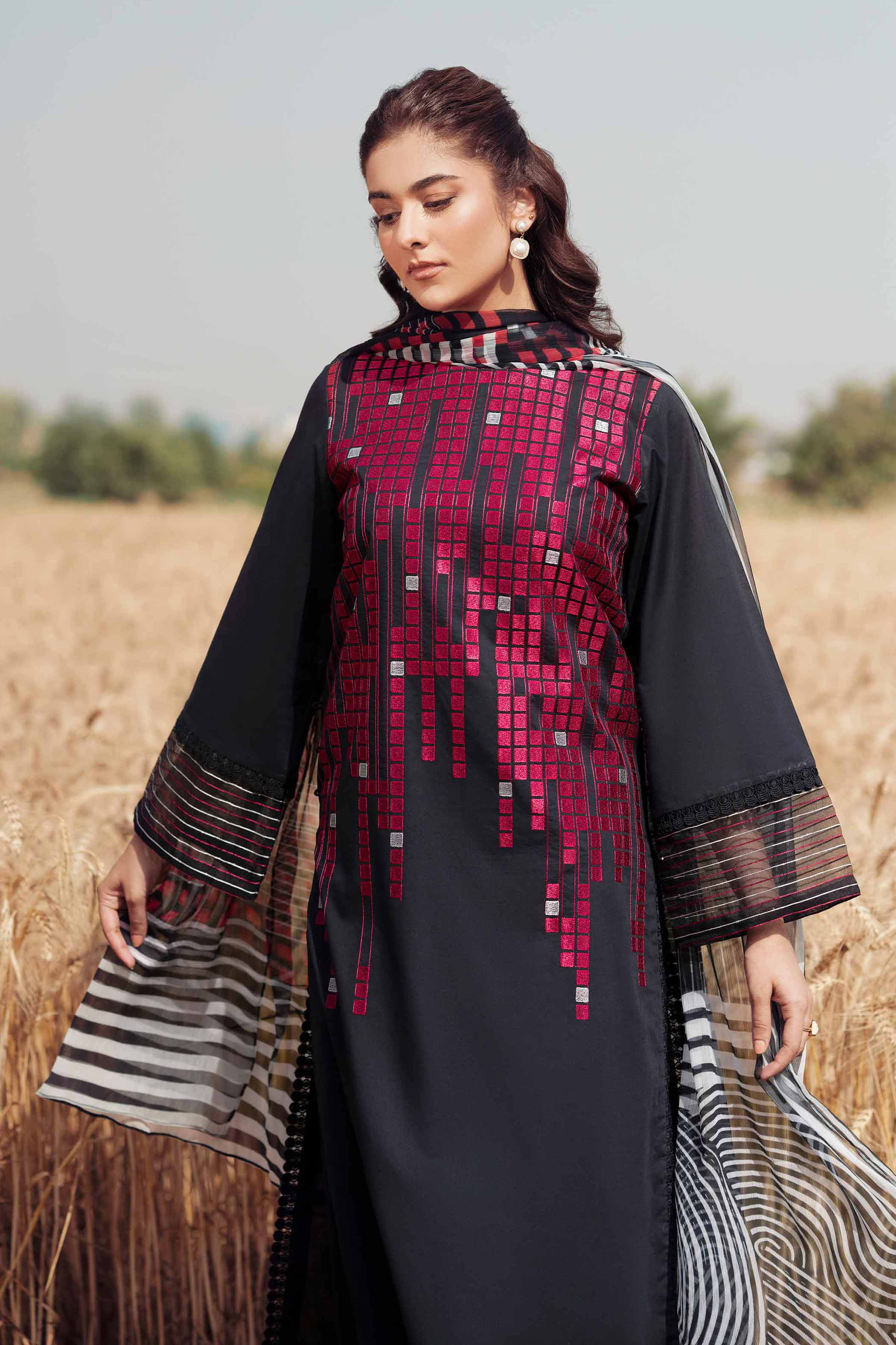 3 Piece - Dyed Printed Embroidered Suit - 42502026