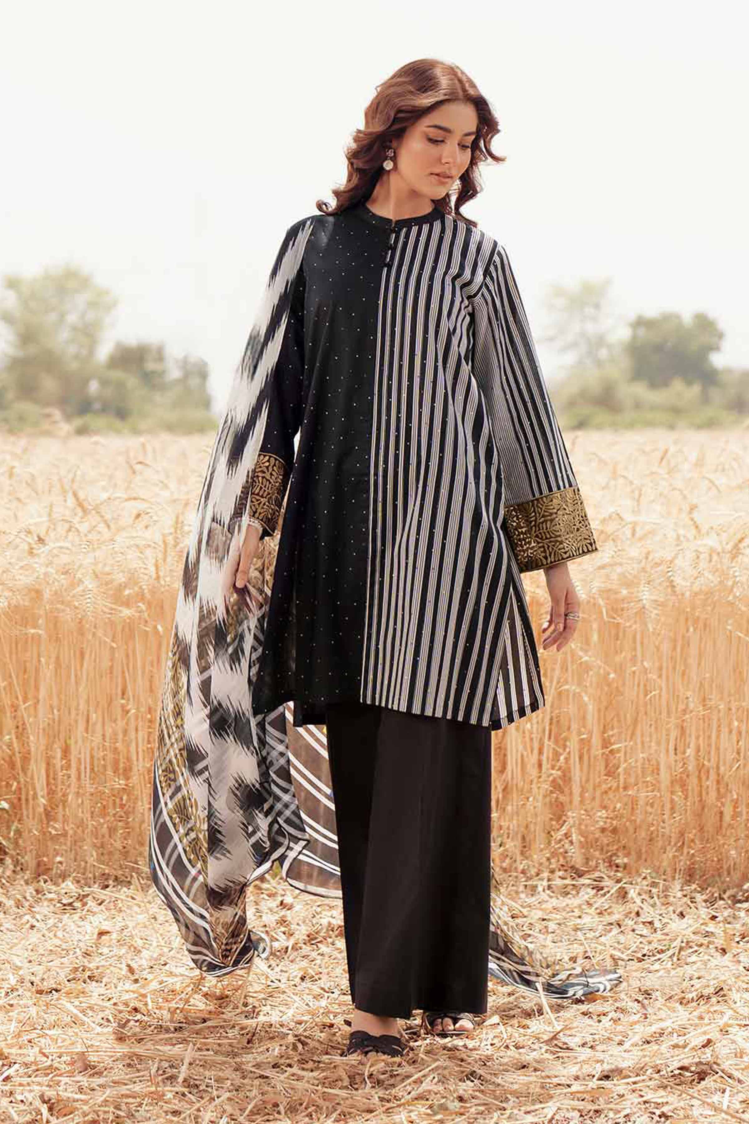 3 Piece - Printed Embroidered Suit - 42502030