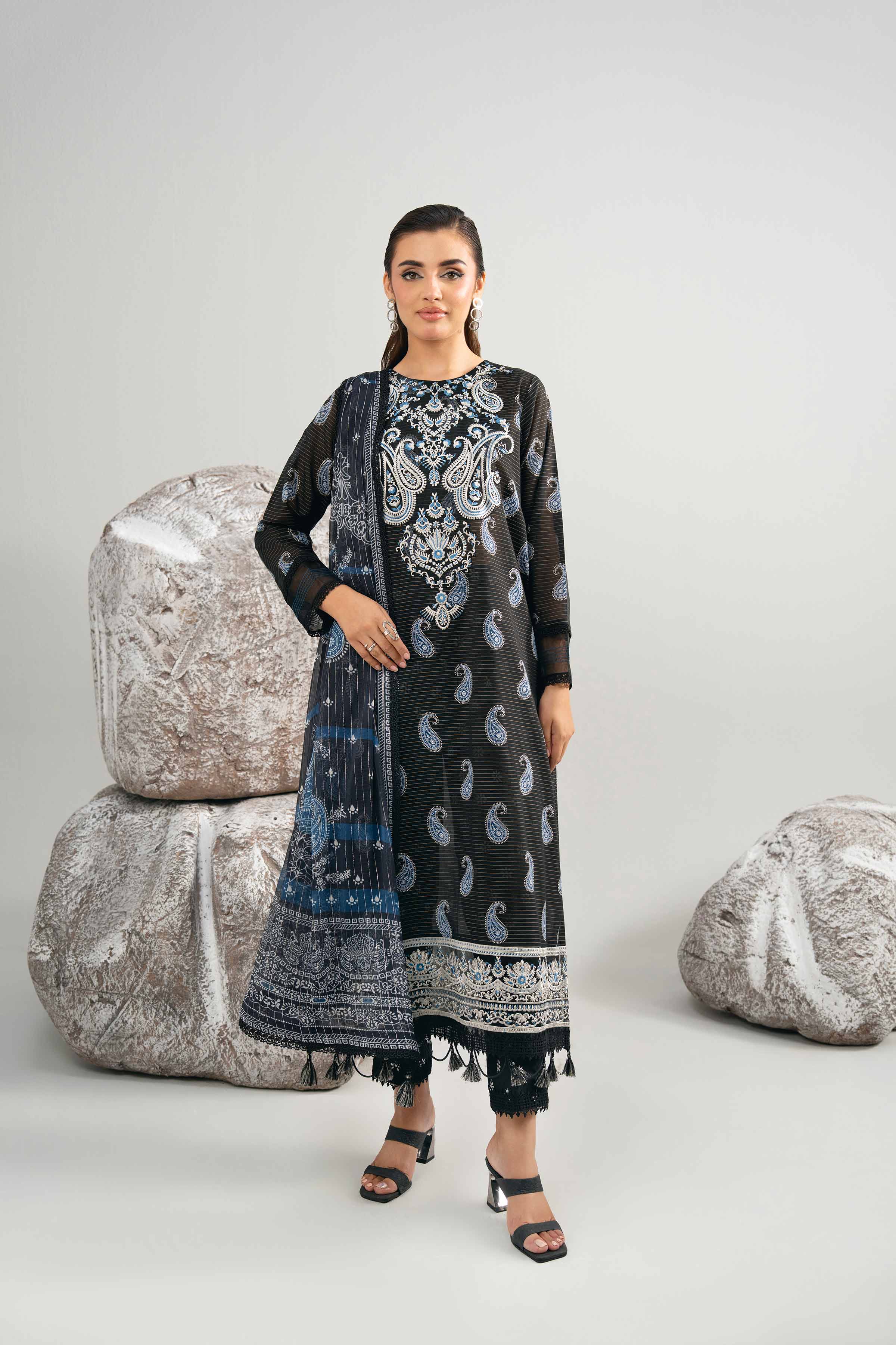 3 Piece - Digital Printed Embroidered Suit - 42502044