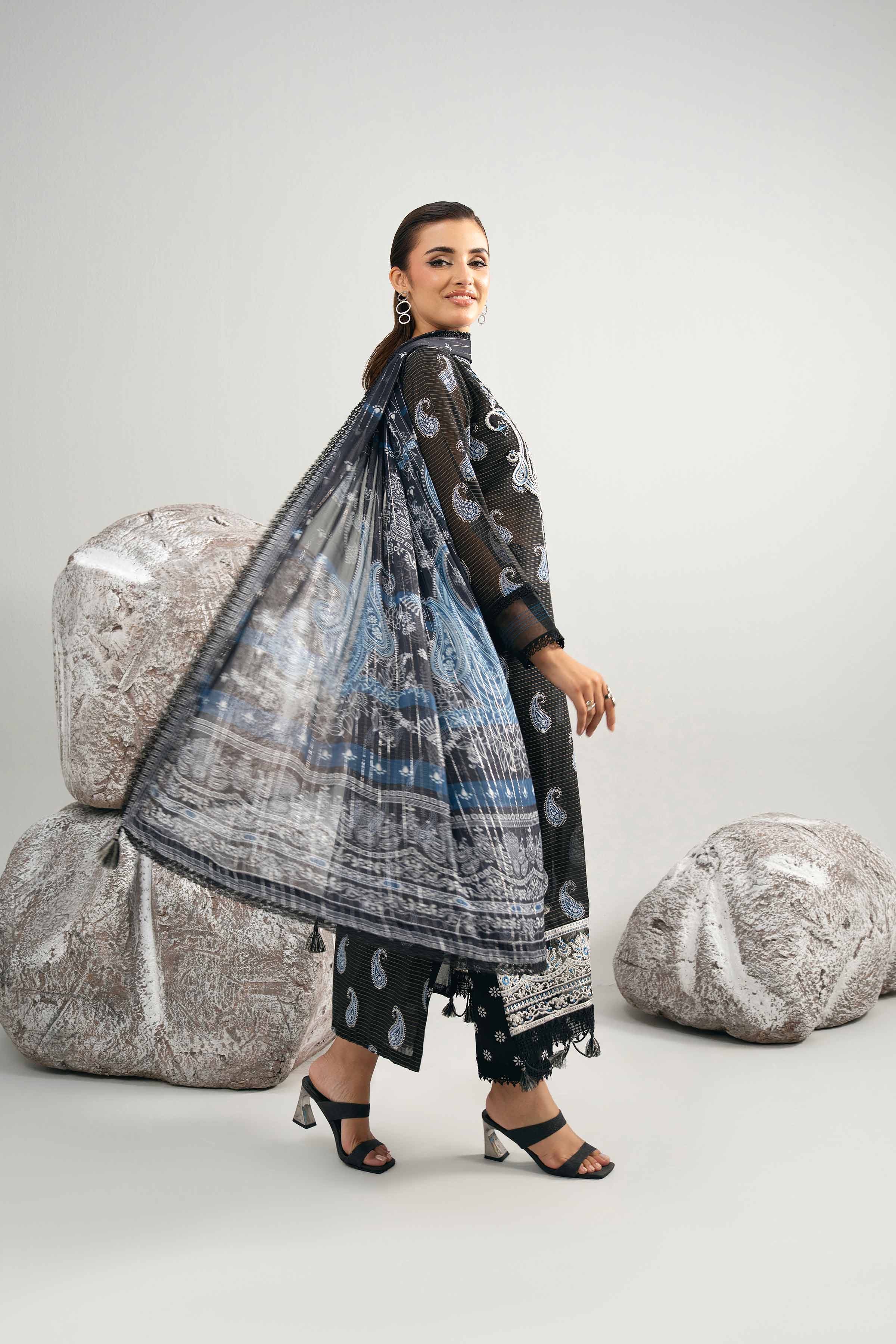 3 Piece - Digital Printed Embroidered Suit - 42502044