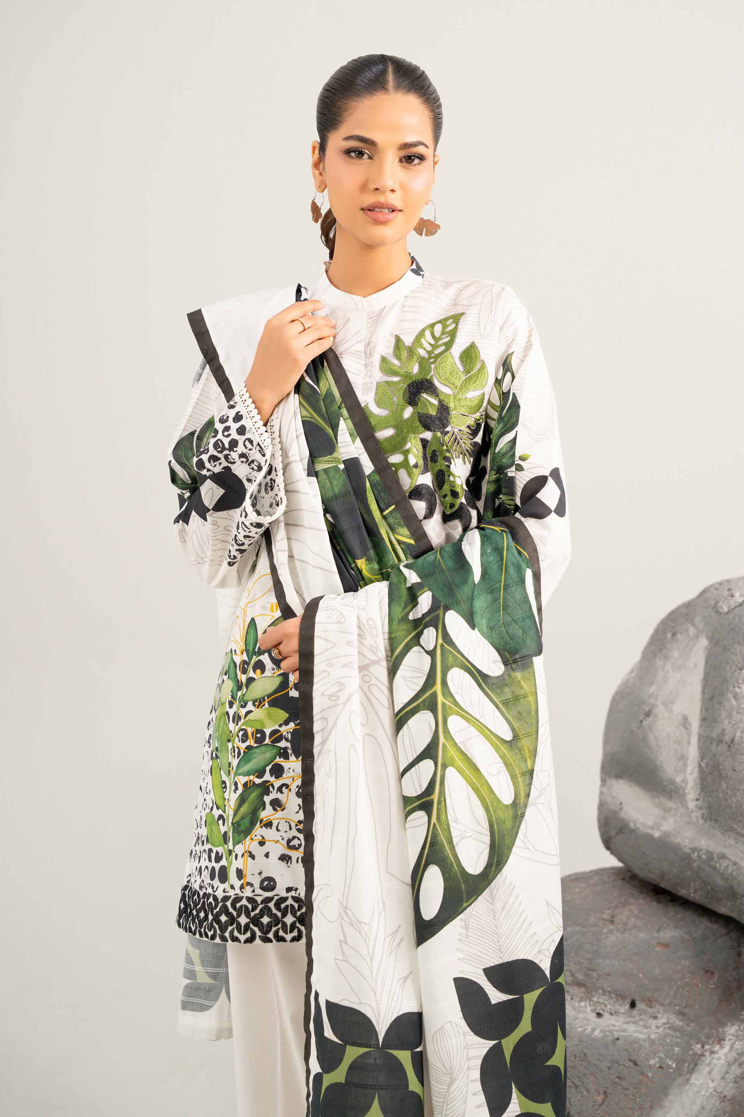 3 Piece - Digital Printed Embroidered Suit - 42502051