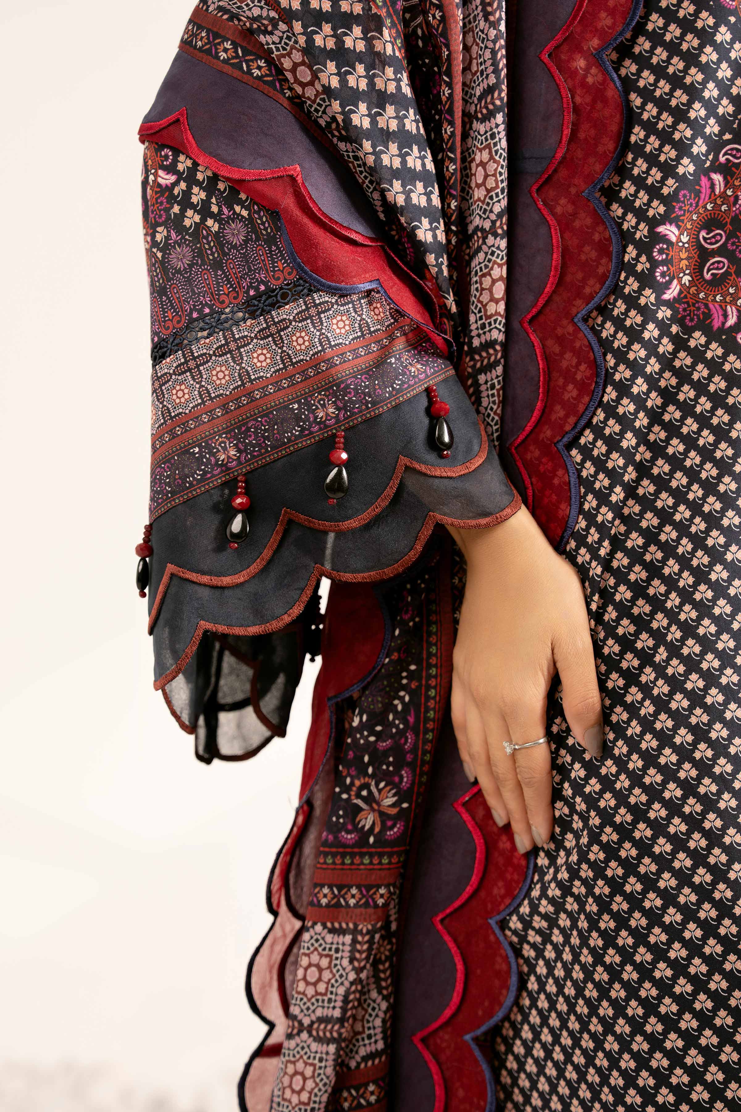 NISHATUAE - Black Printed Cambric 3-piece Unstitched Suit