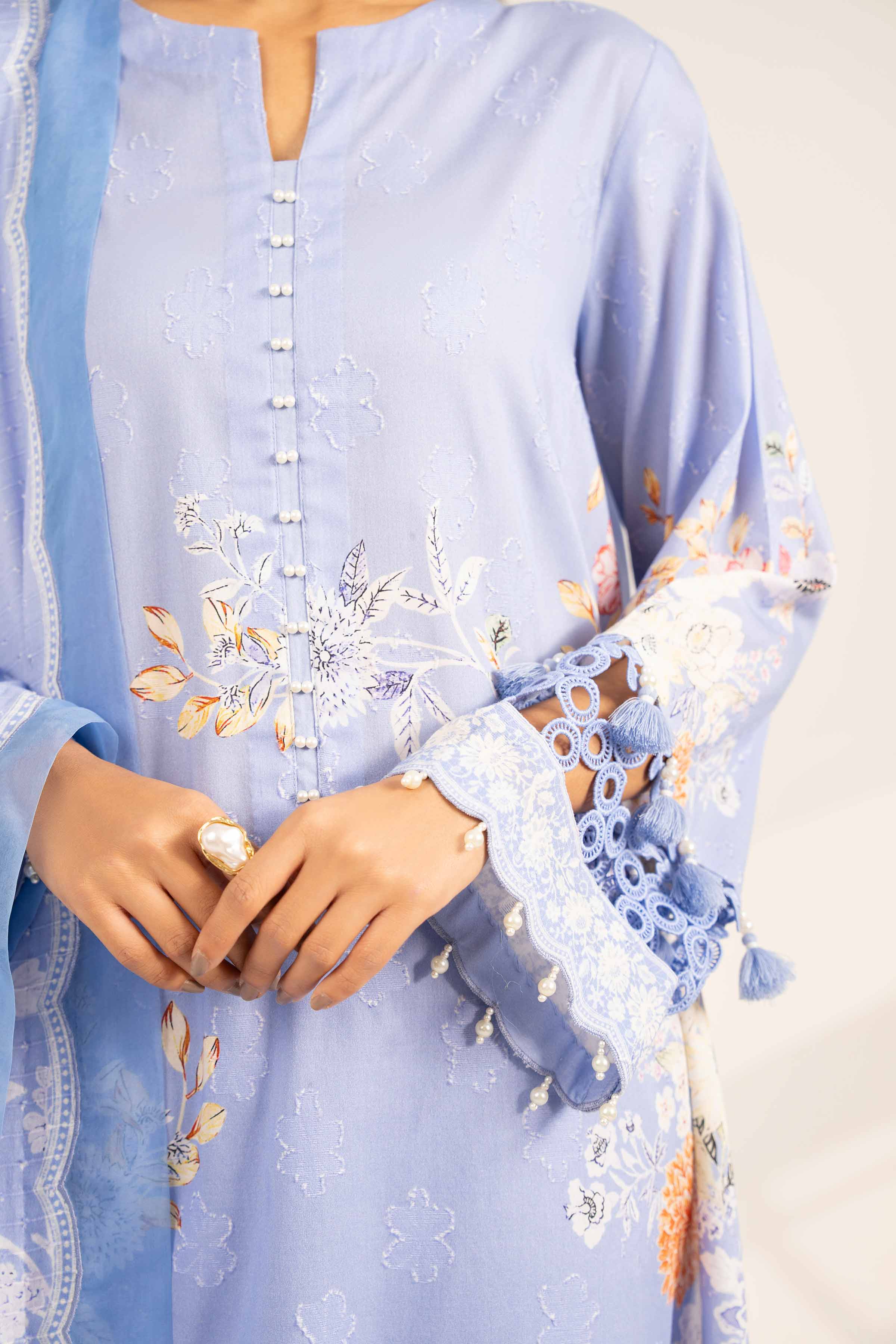 NISHATUAE - Lavender Printed Jacquard 3-piece Unstitched Suit