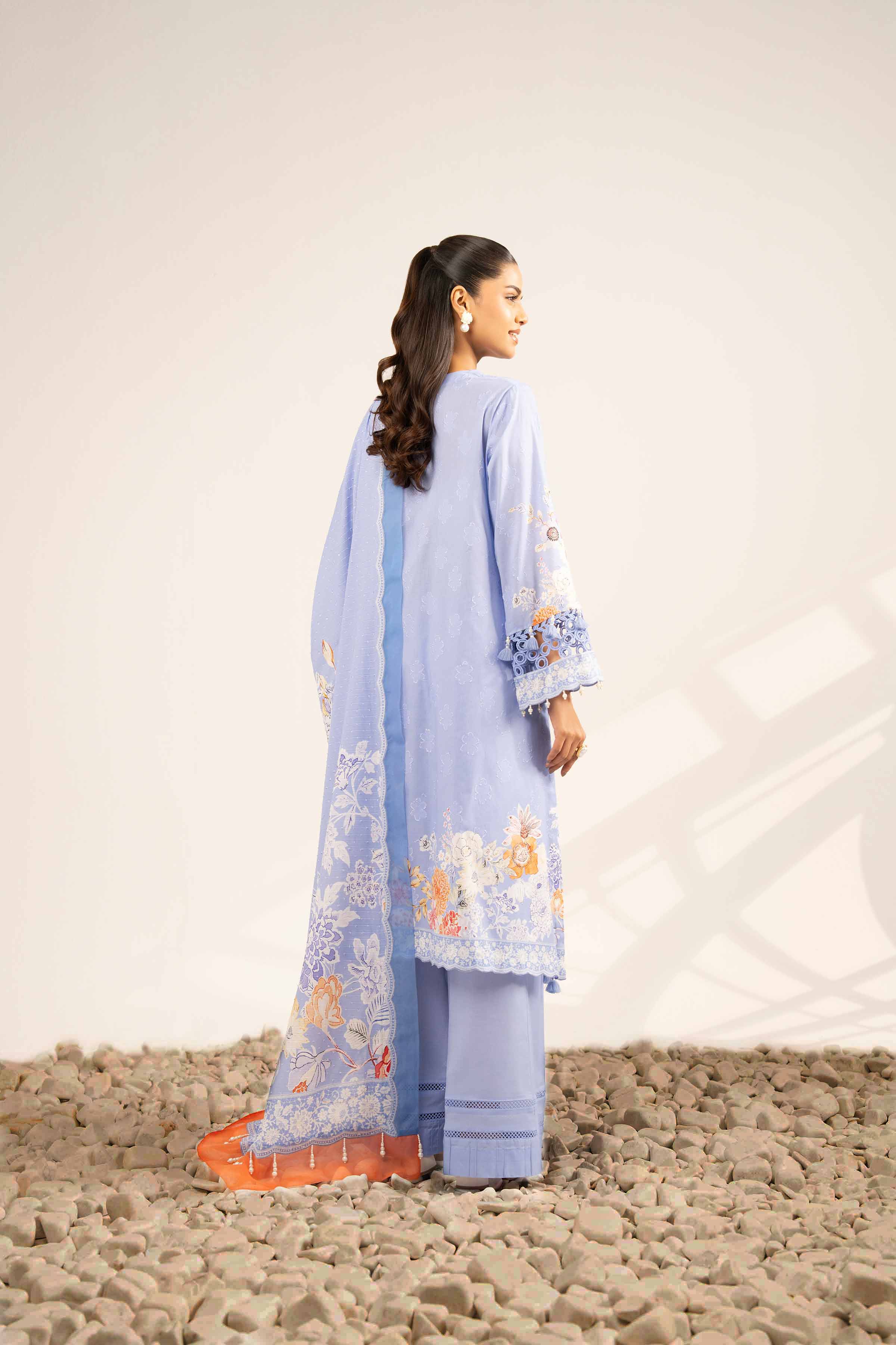 NISHATUAE - Lavender Printed Jacquard 3-piece Unstitched Suit
