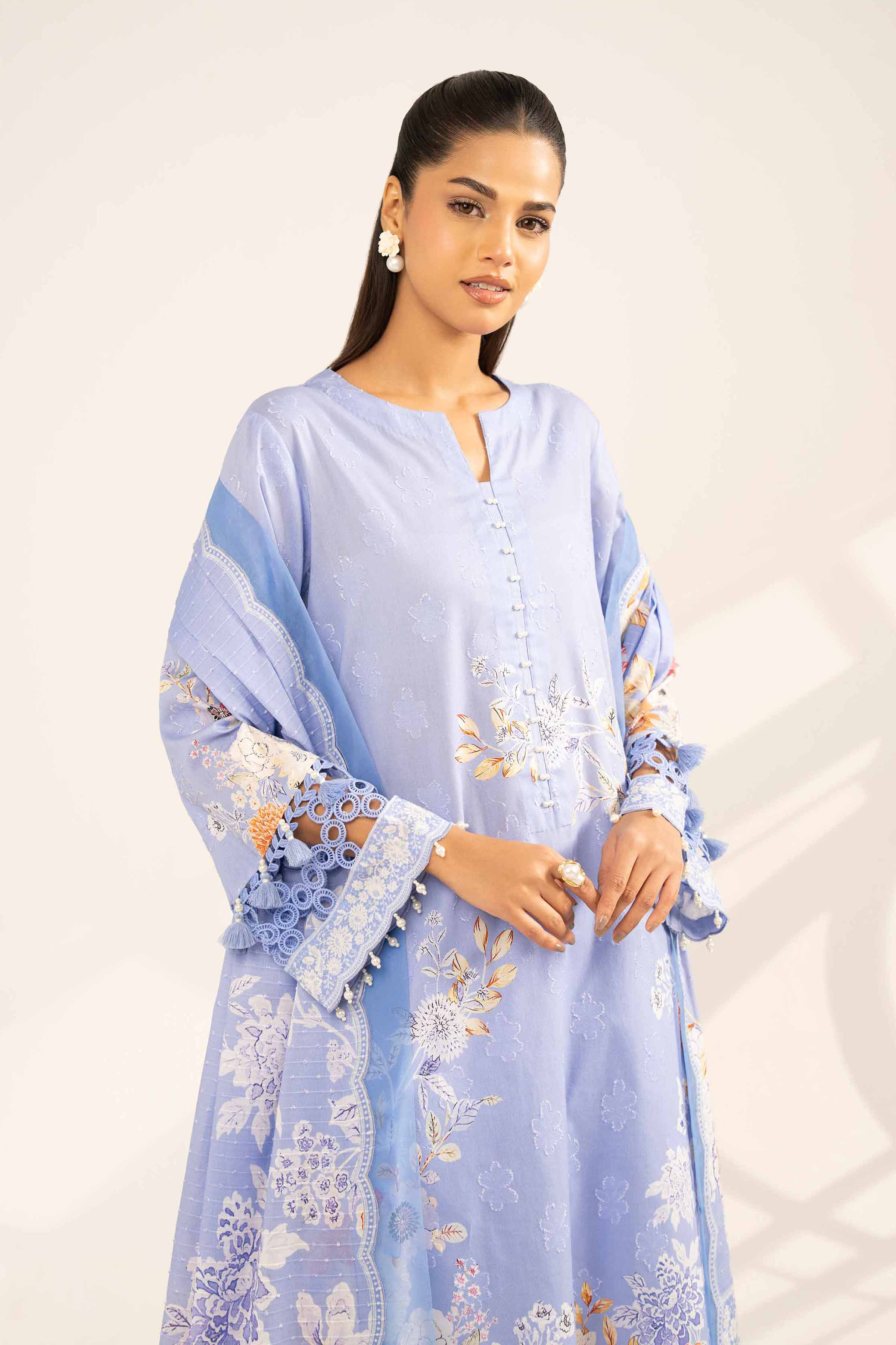 NISHATUAE - Lavender Printed Jacquard 3-piece Unstitched Suit