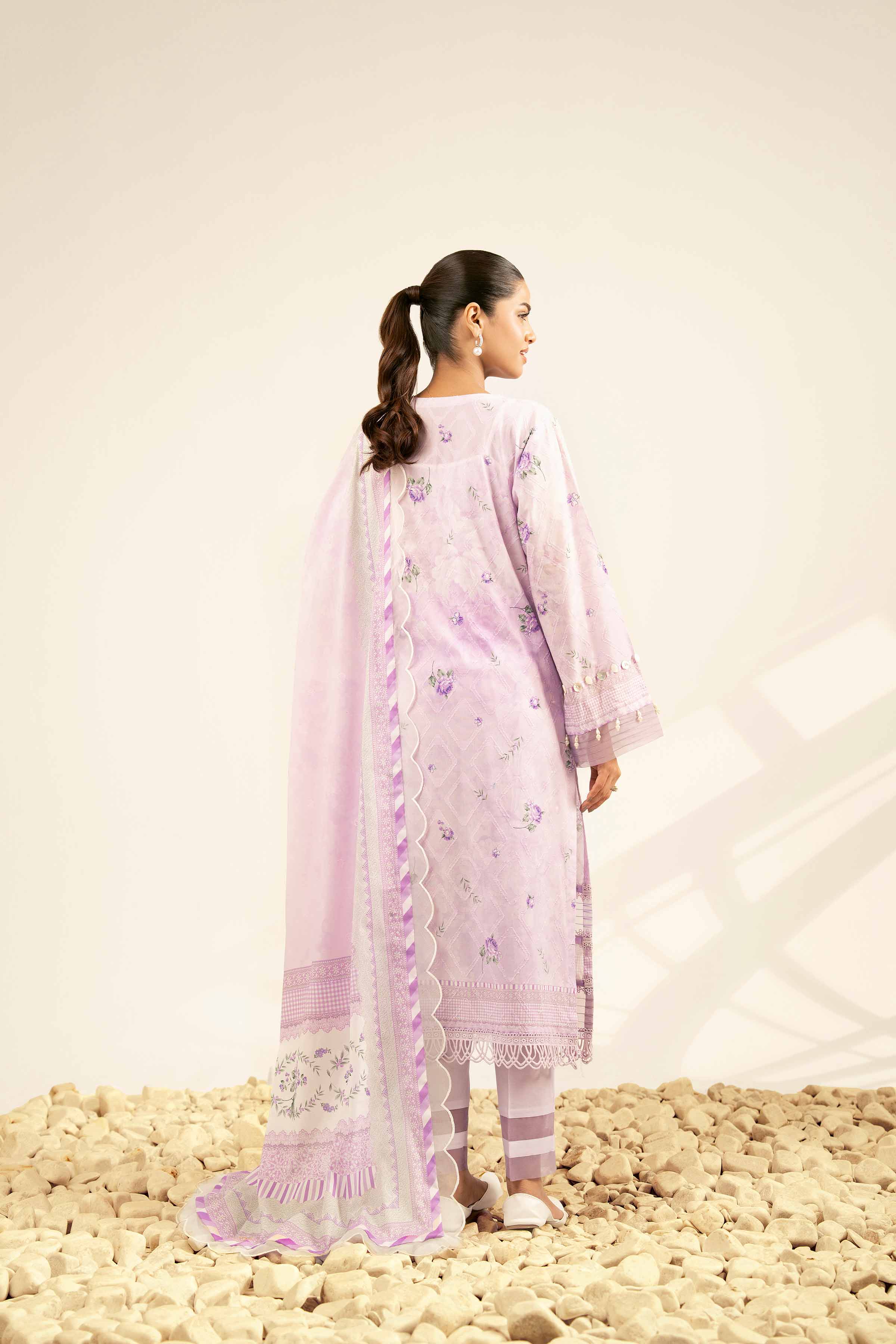 NISHATUAE - Orchid Printed Jacquard 3-piece Unstitched Suit