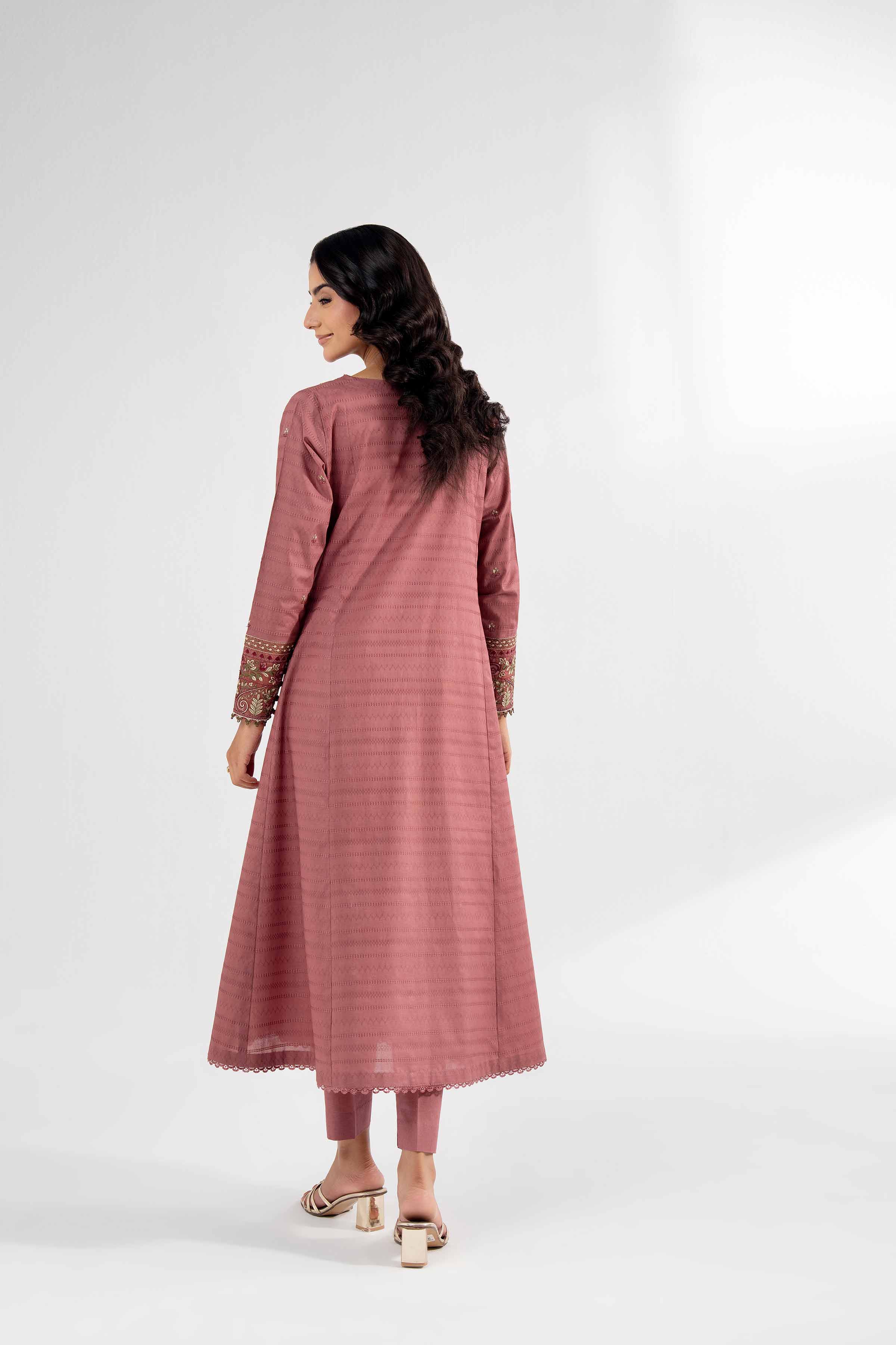NISHATUAE - Pink Embroidered Lawn 2-piece Unstitched Dress