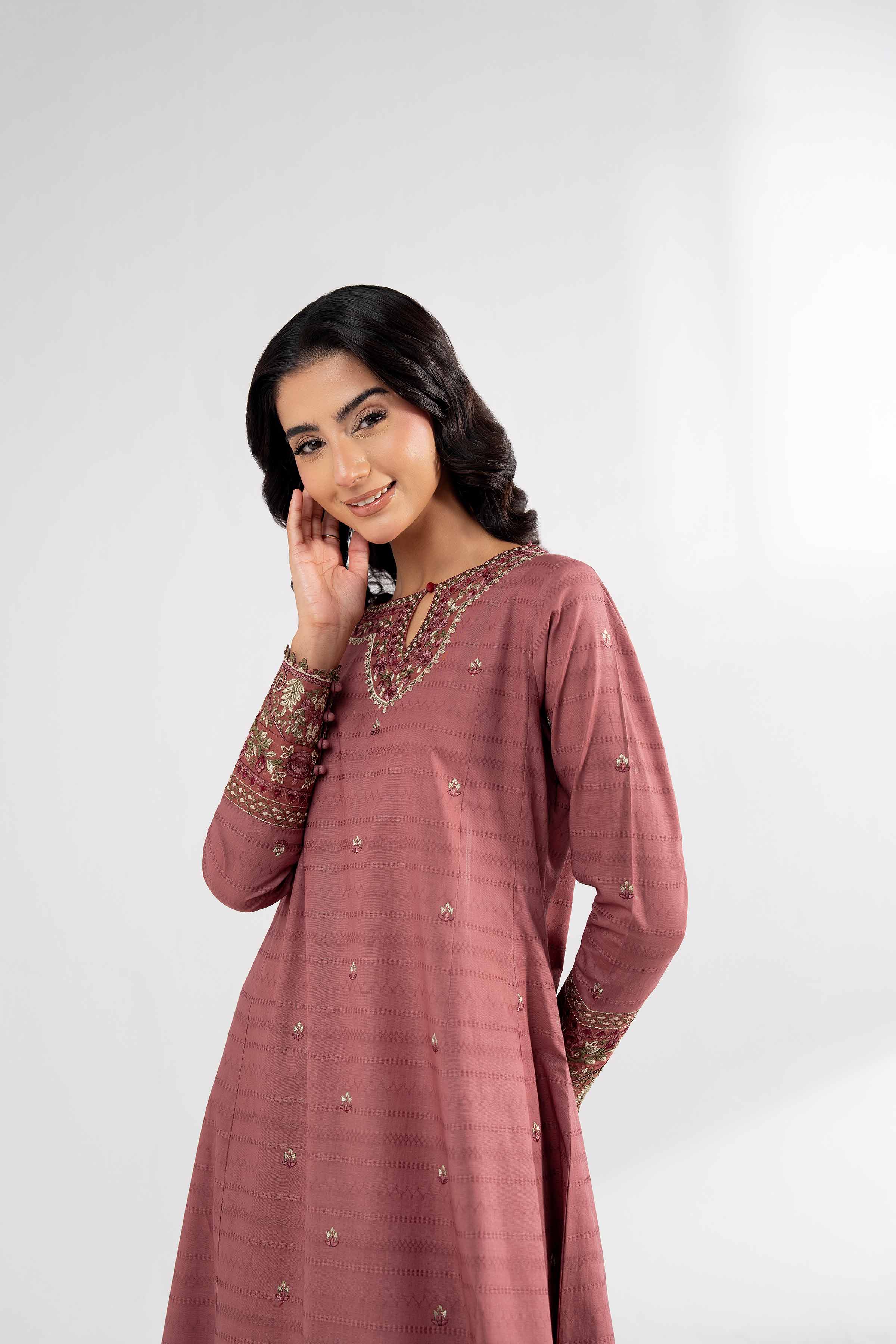 NISHATUAE - Pink Embroidered Lawn 2-piece Unstitched Dress