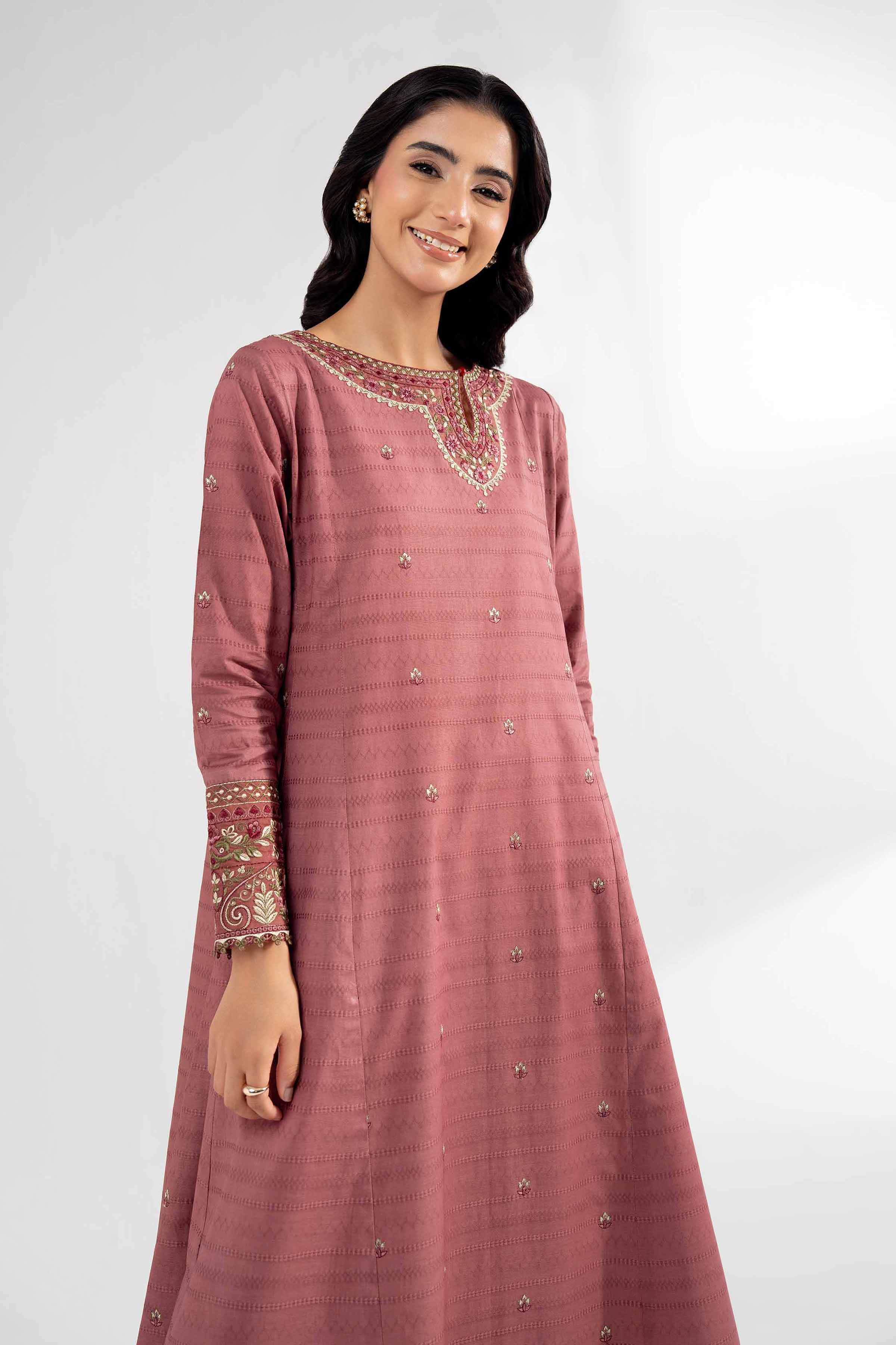 NISHATUAE - Pink Embroidered Lawn 2-piece Unstitched Dress