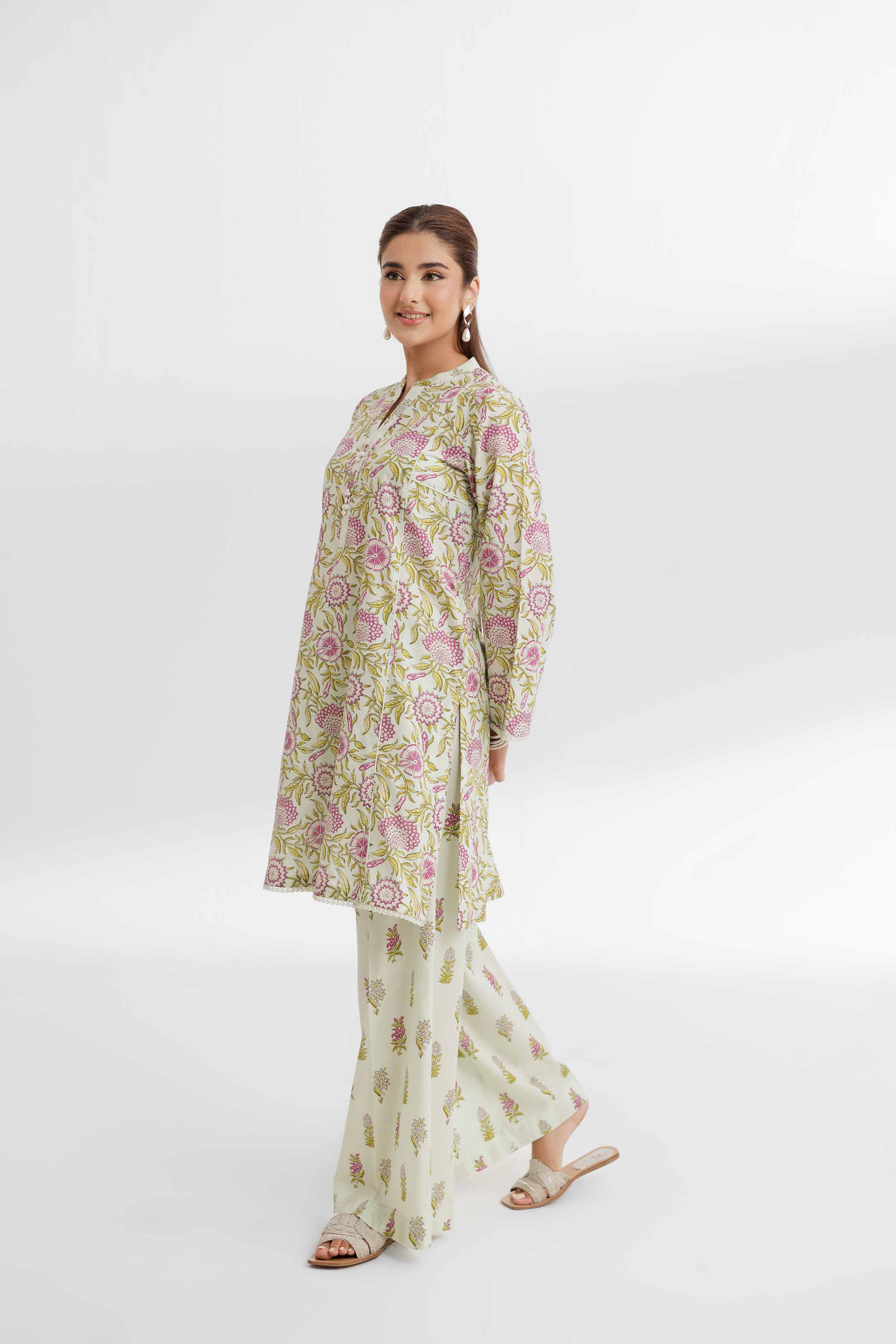 NISHATUAE - Green Printed Lawn 2-piece Unstitched Dress