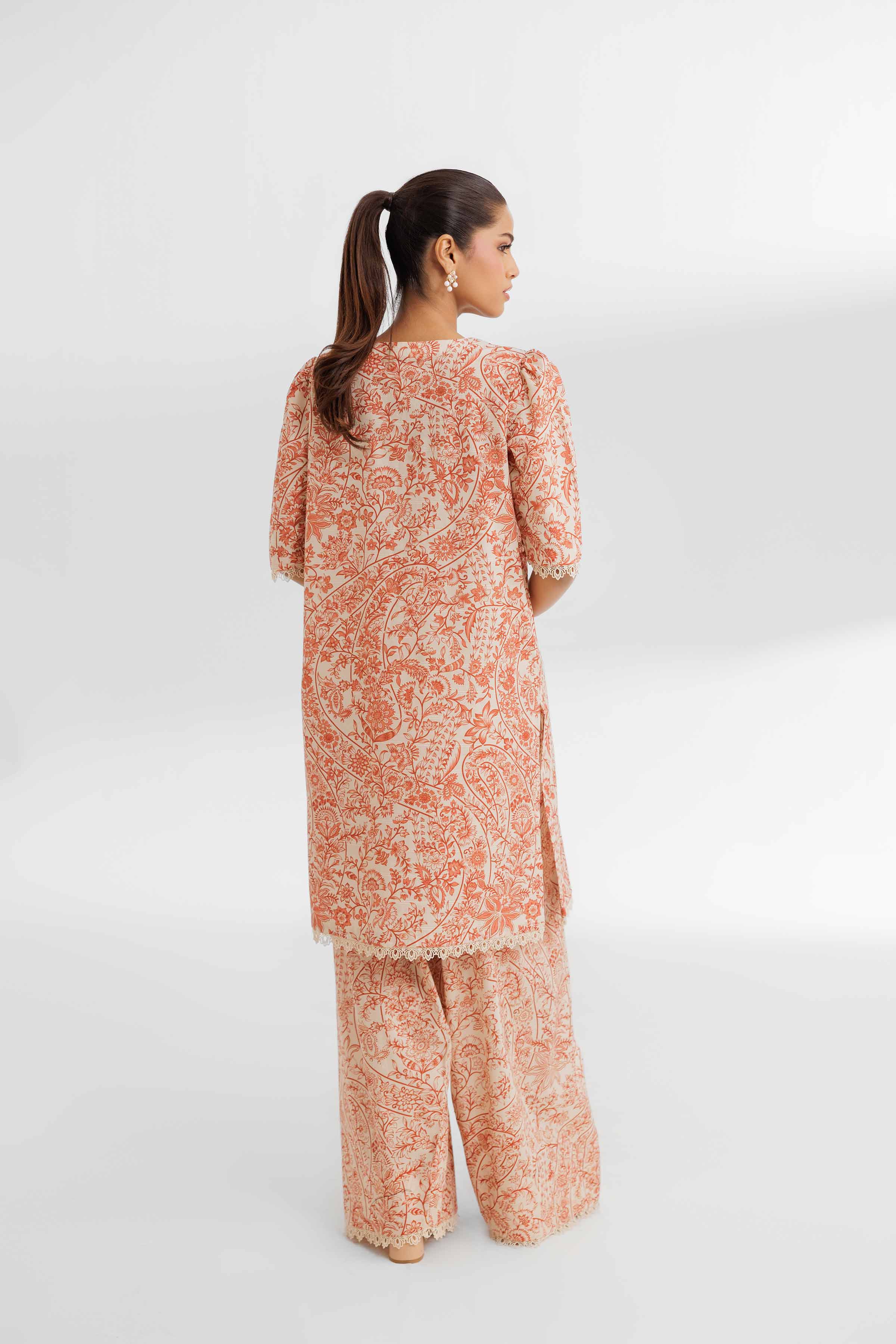 NISHATUAE - Beige Printed Lawn 2-piece Unstitched Dress