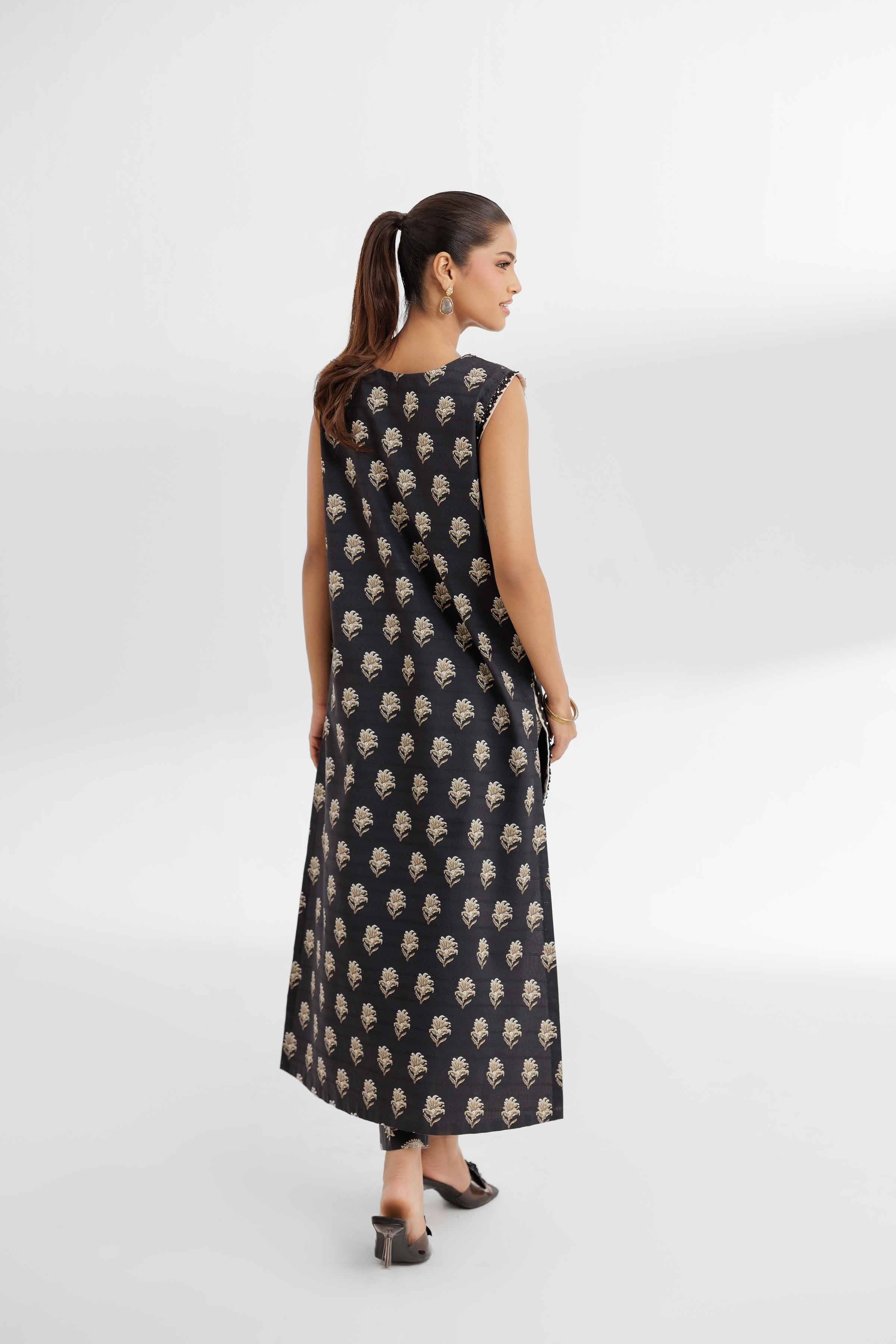 NISHATUAE - Black Printed Lawn 2-piece Unstitched Dress