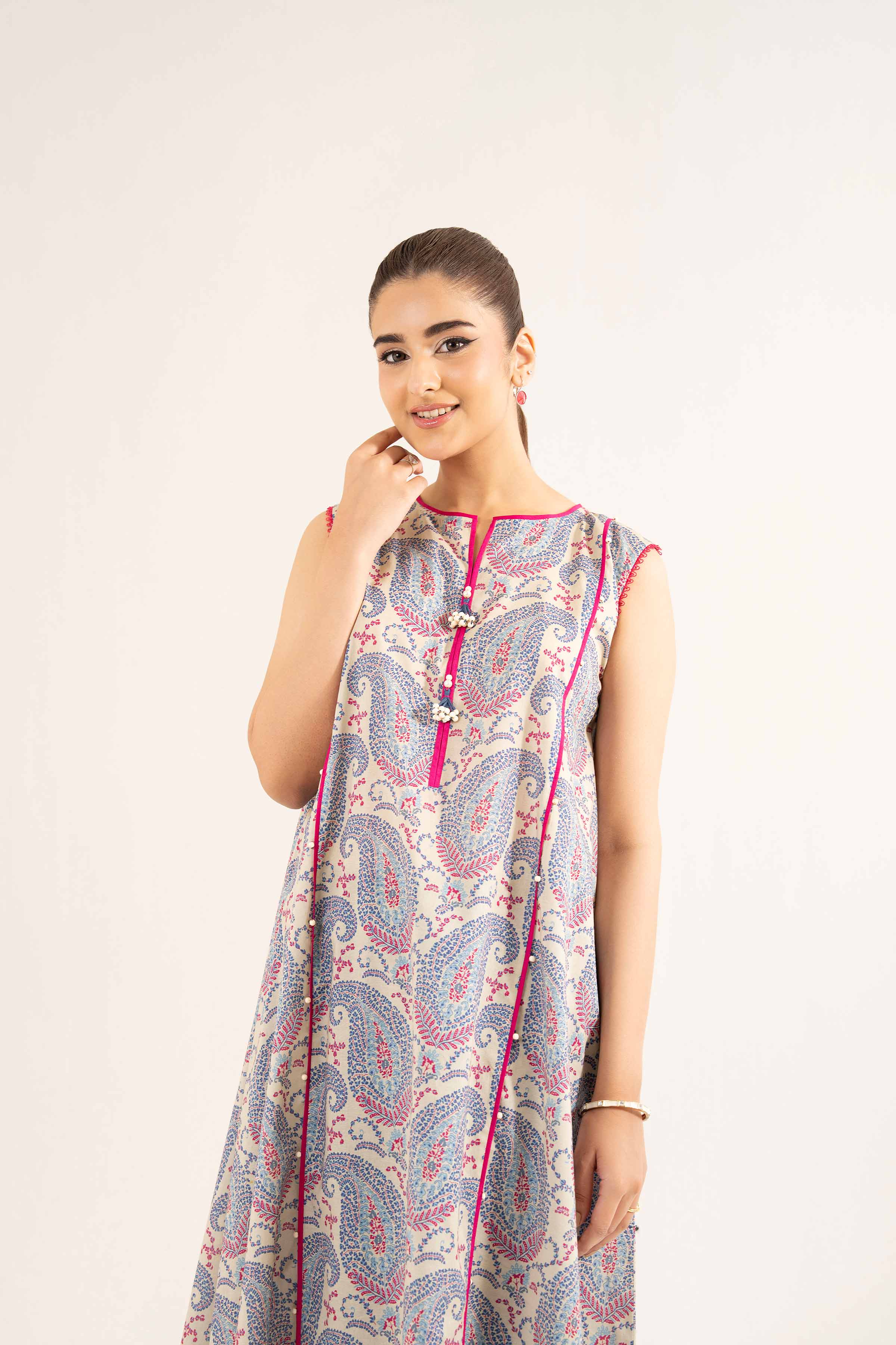 NISHATUAE - Blue Printed Cambric 2-piece Unstitched Dress