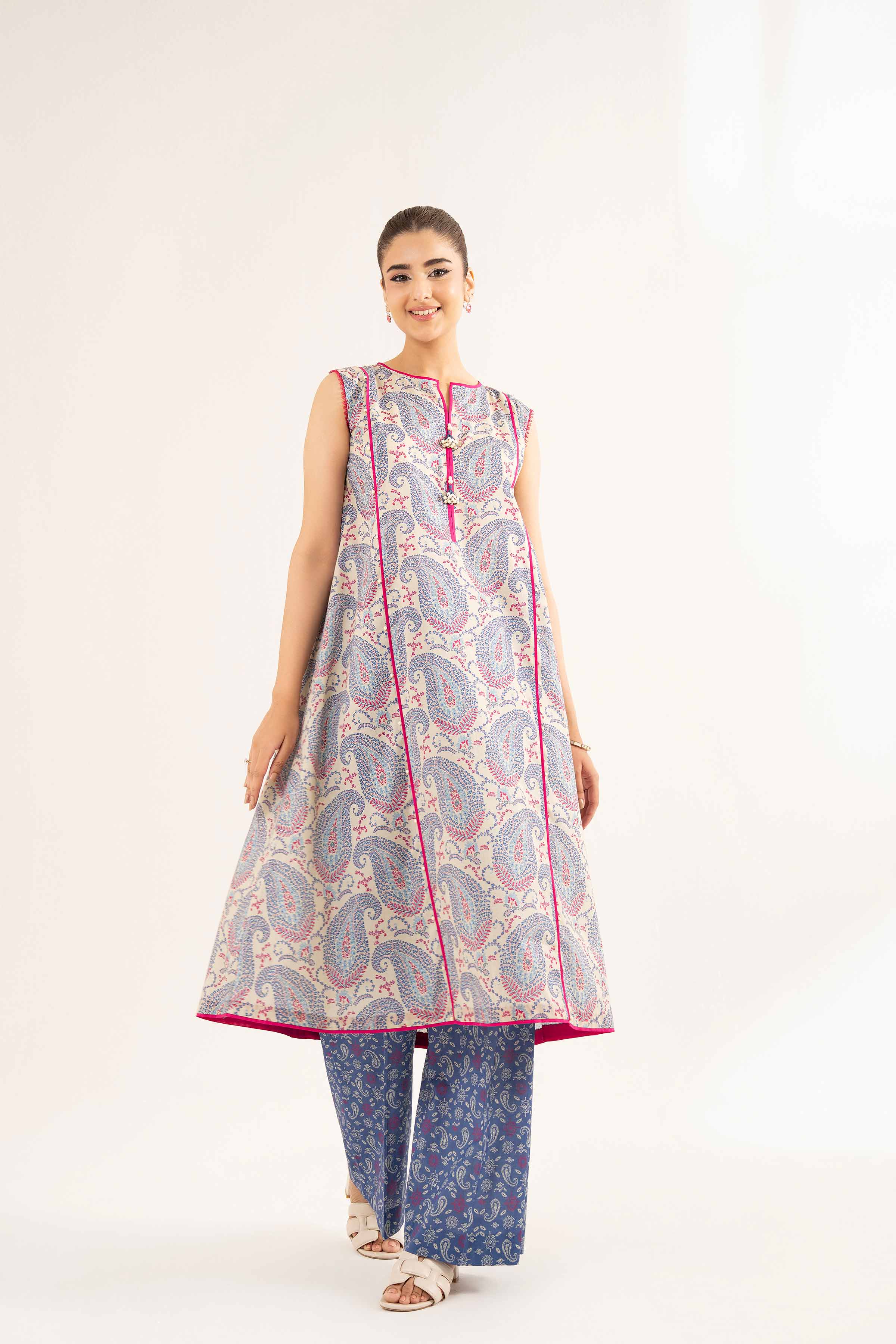 NISHATUAE - Blue Printed Cambric 2-piece Unstitched Dress