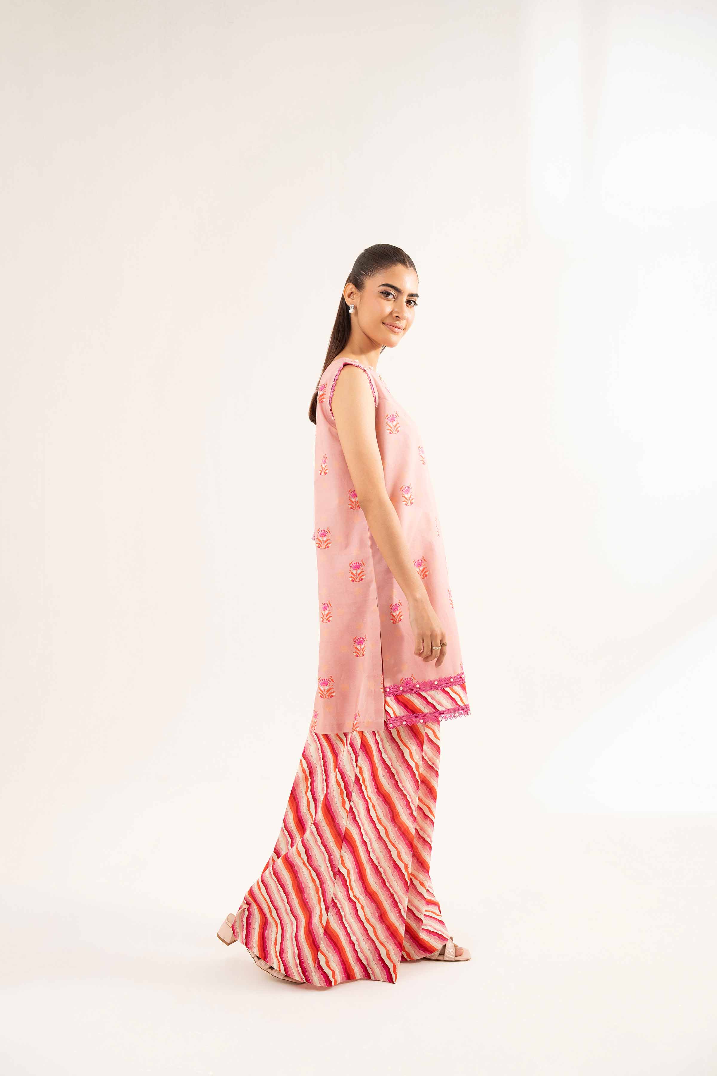 NISHATUAE - Pink Printed Cambric 2-piece Unstitched Dress