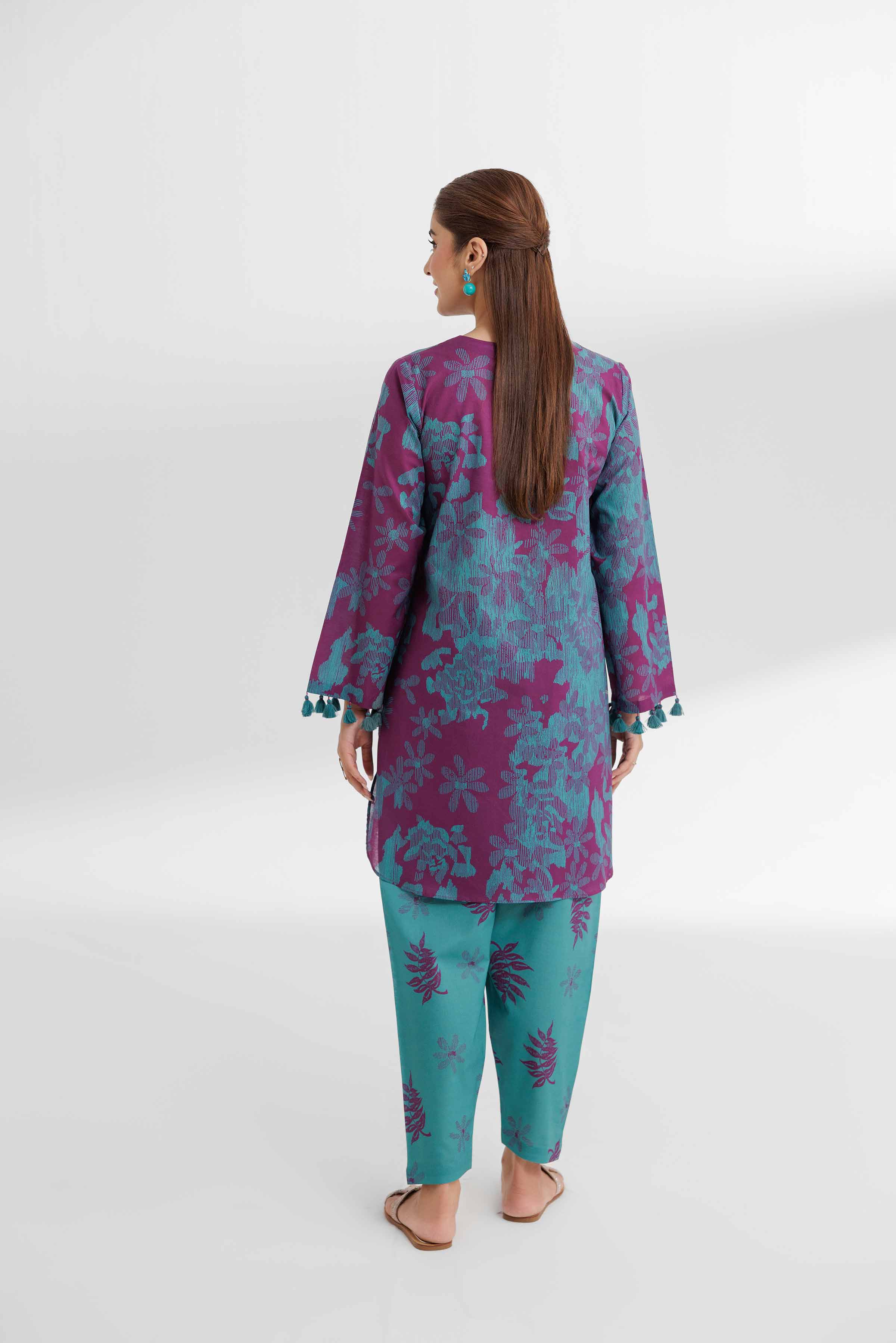 NISHATUAE - Purple Printed Cambric 2-piece Unstitched Dress