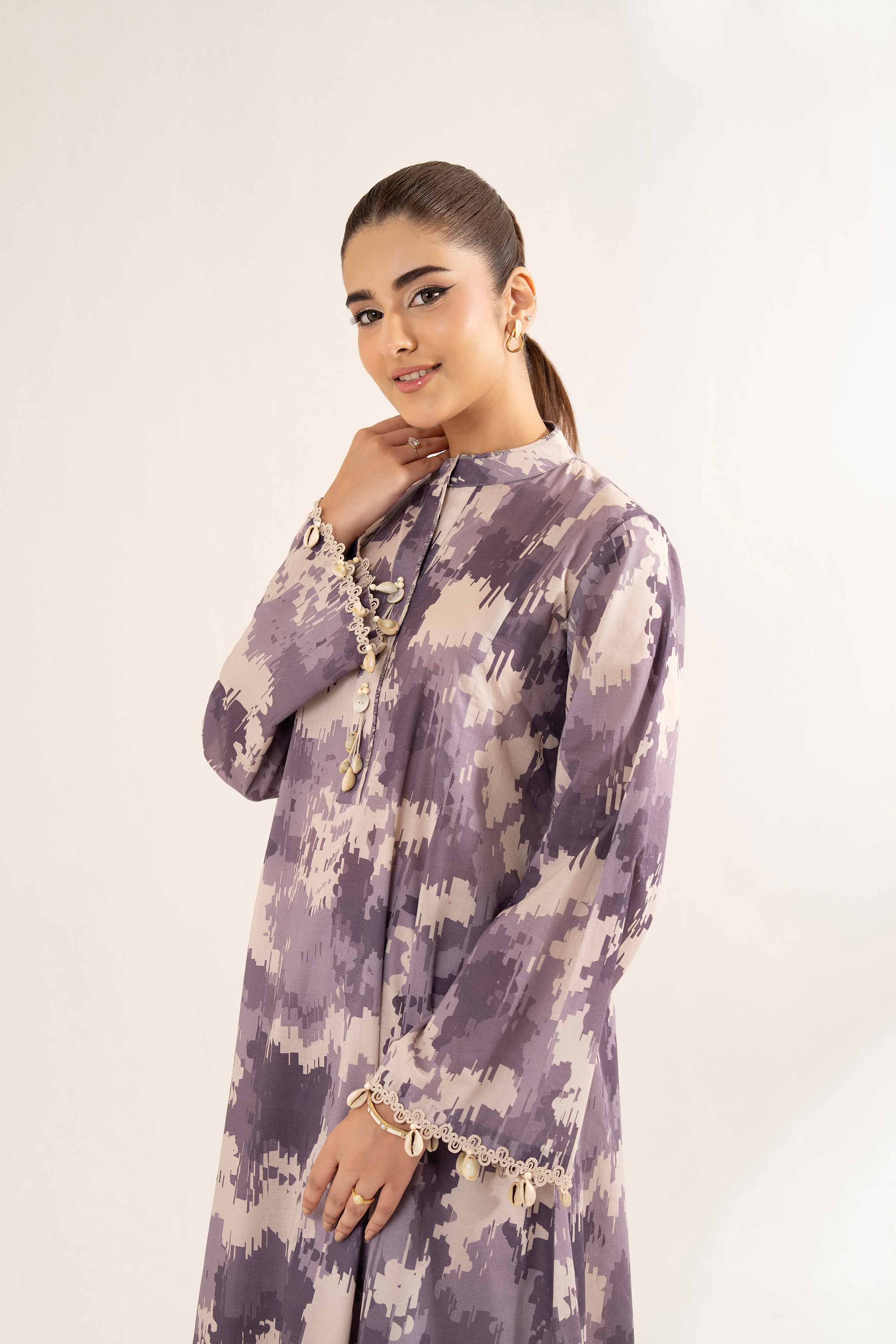 NISHATUAE - Mauve Printed Cambric 2-piece Unstitched Dress