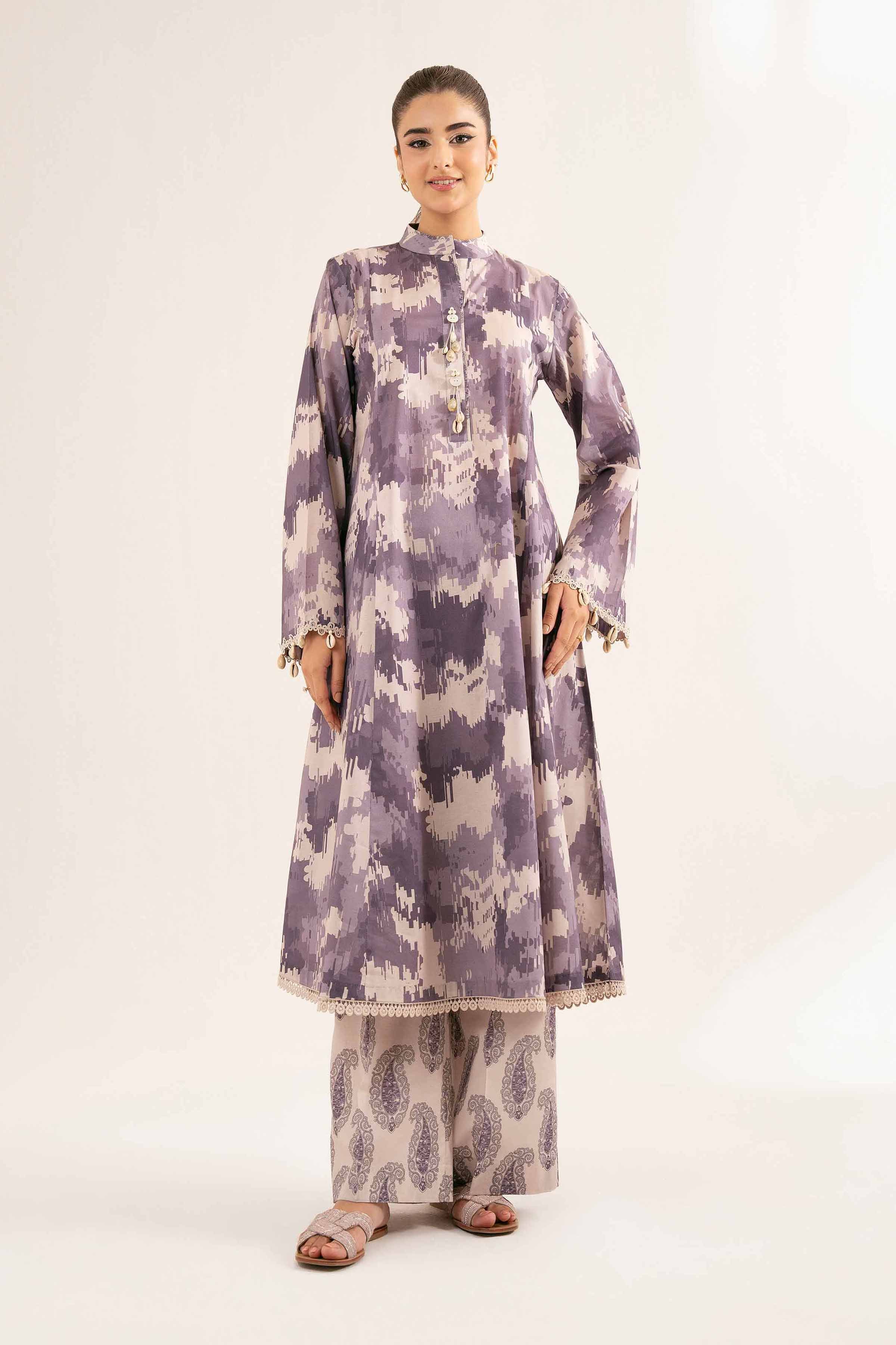 NISHATUAE - Mauve Printed Cambric 2-piece Unstitched Dress