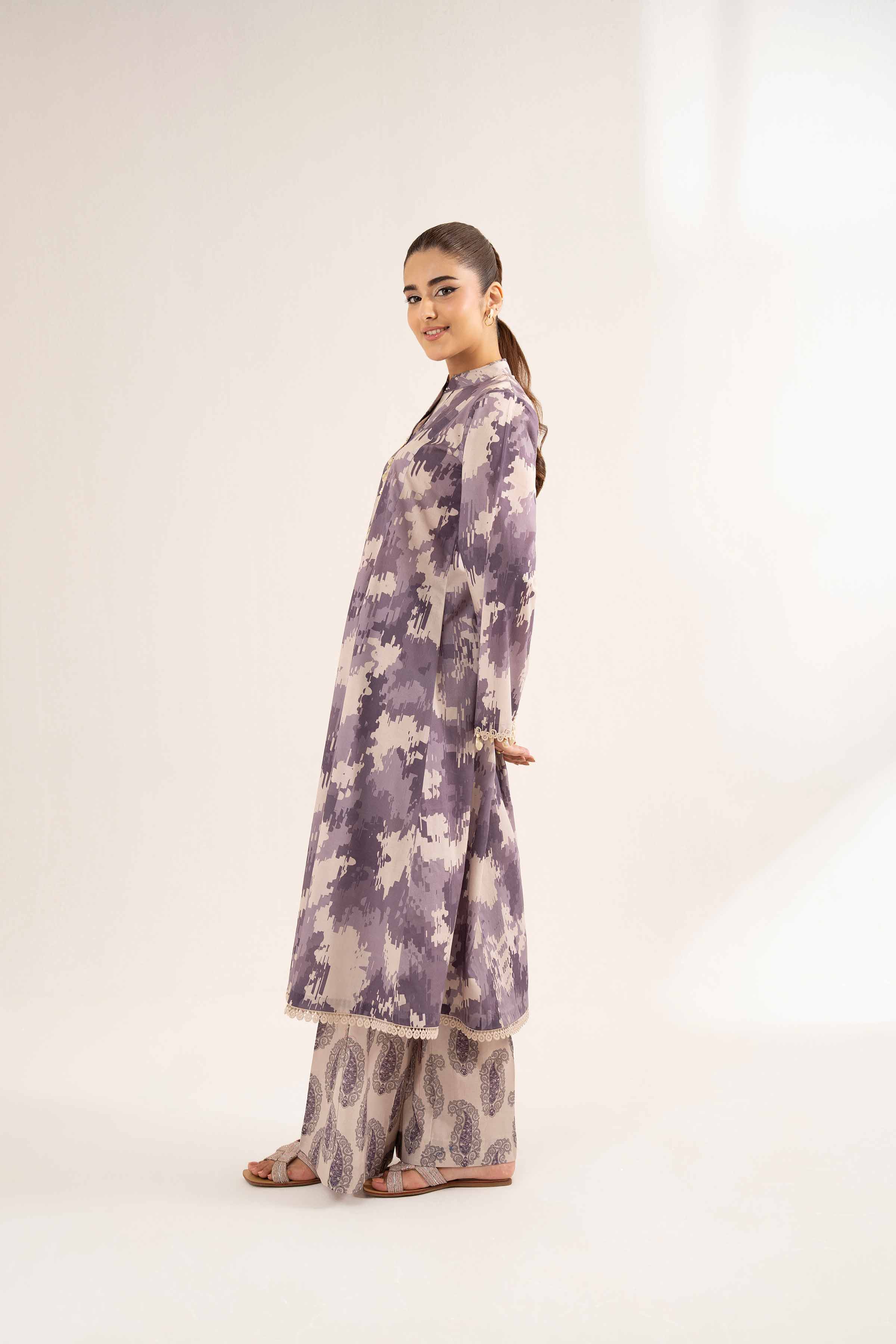 NISHATUAE - Mauve Printed Cambric 2-piece Unstitched Dress