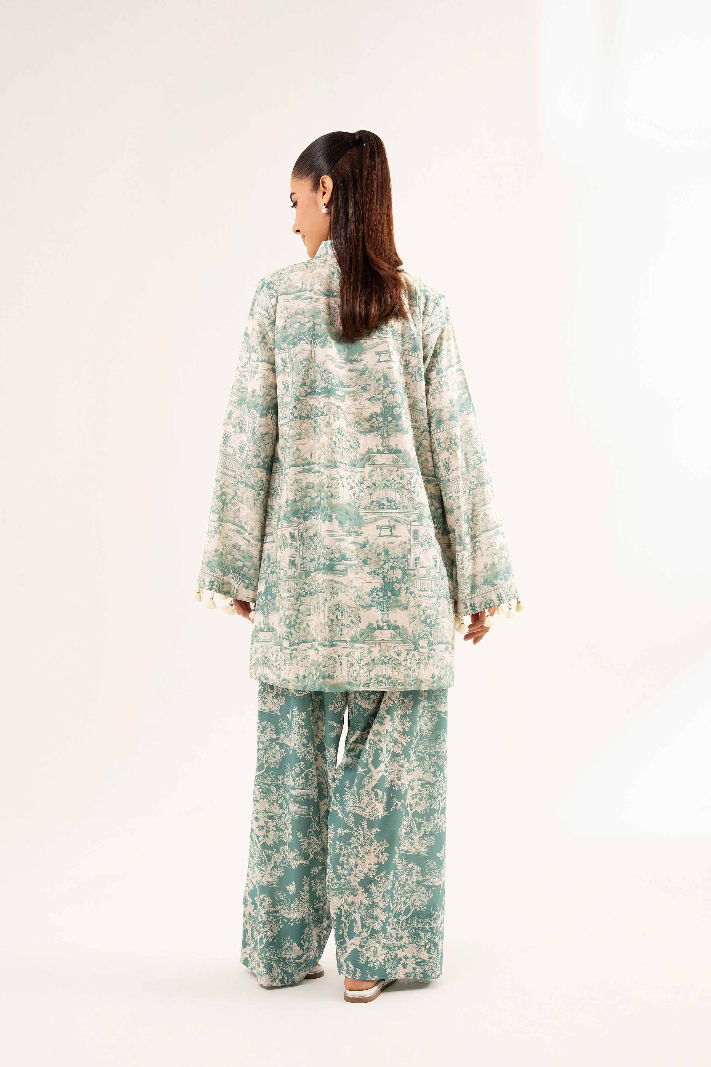 NISHATUAE - Green Printed Cambric 2-piece Unstitched Dress