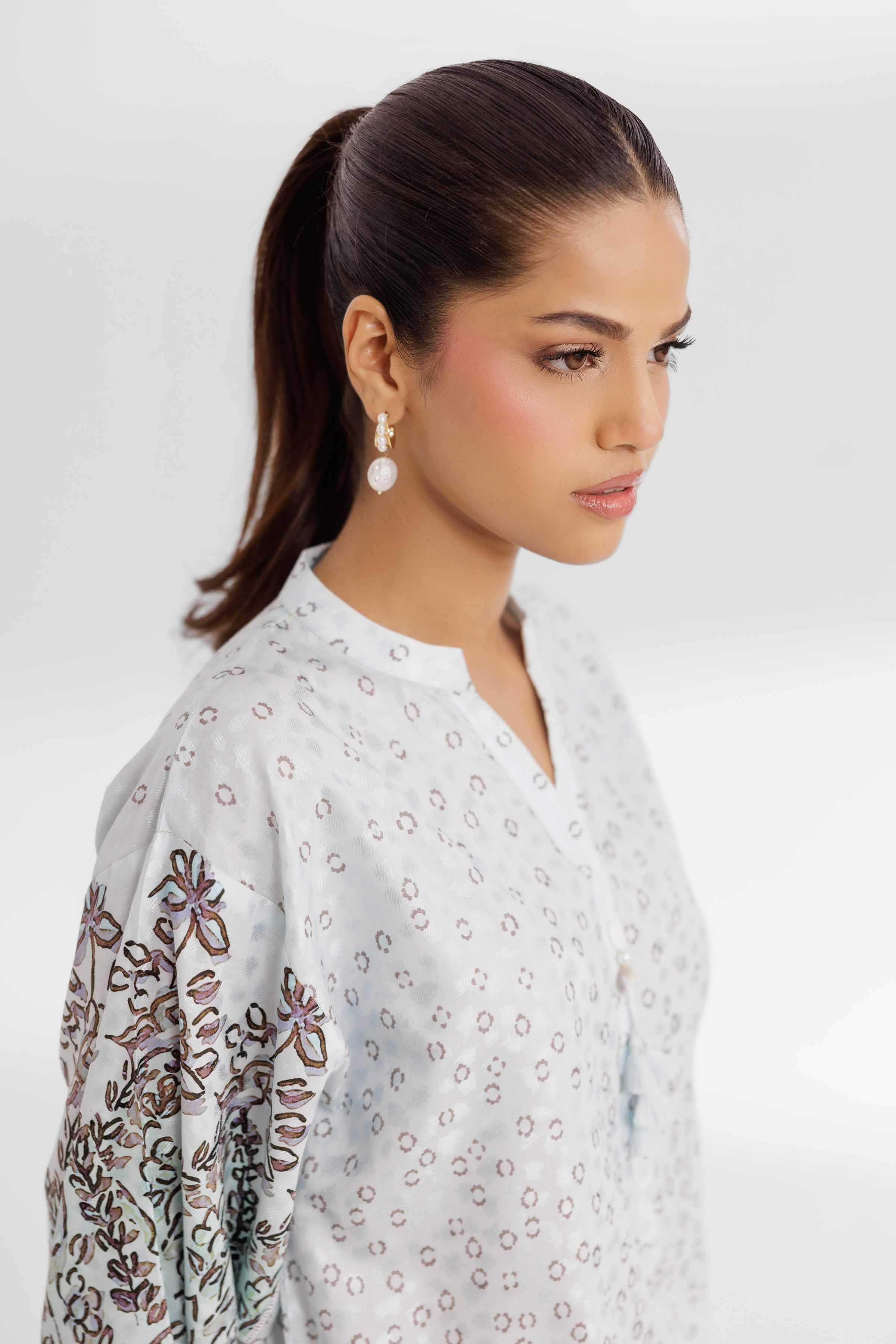 NISHATUAE - Blue Printed Viscose 2-piece Unstitched Dress