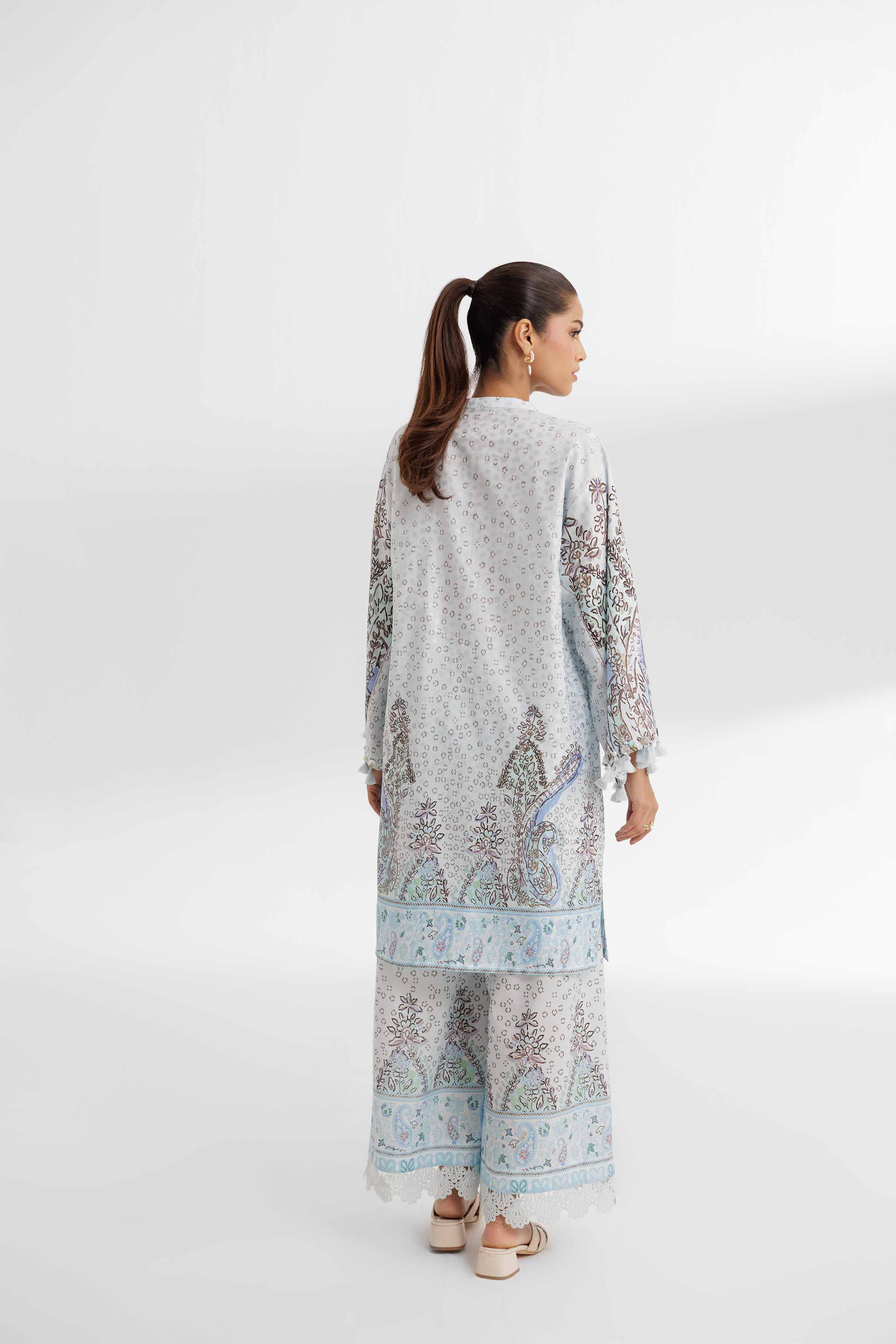 NISHATUAE - Blue Printed Viscose 2-piece Unstitched Dress