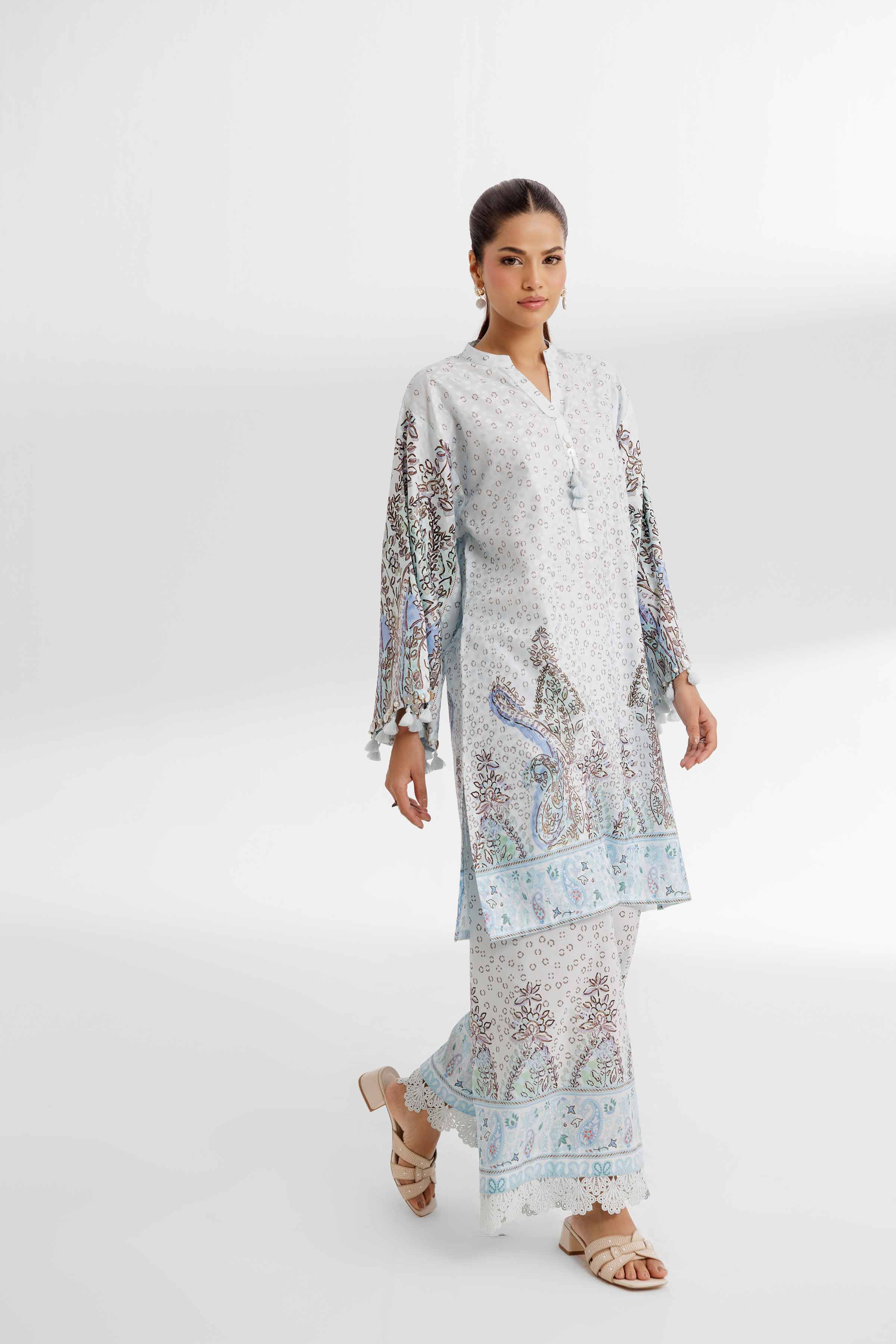NISHATUAE - Blue Printed Viscose 2-piece Unstitched Dress
