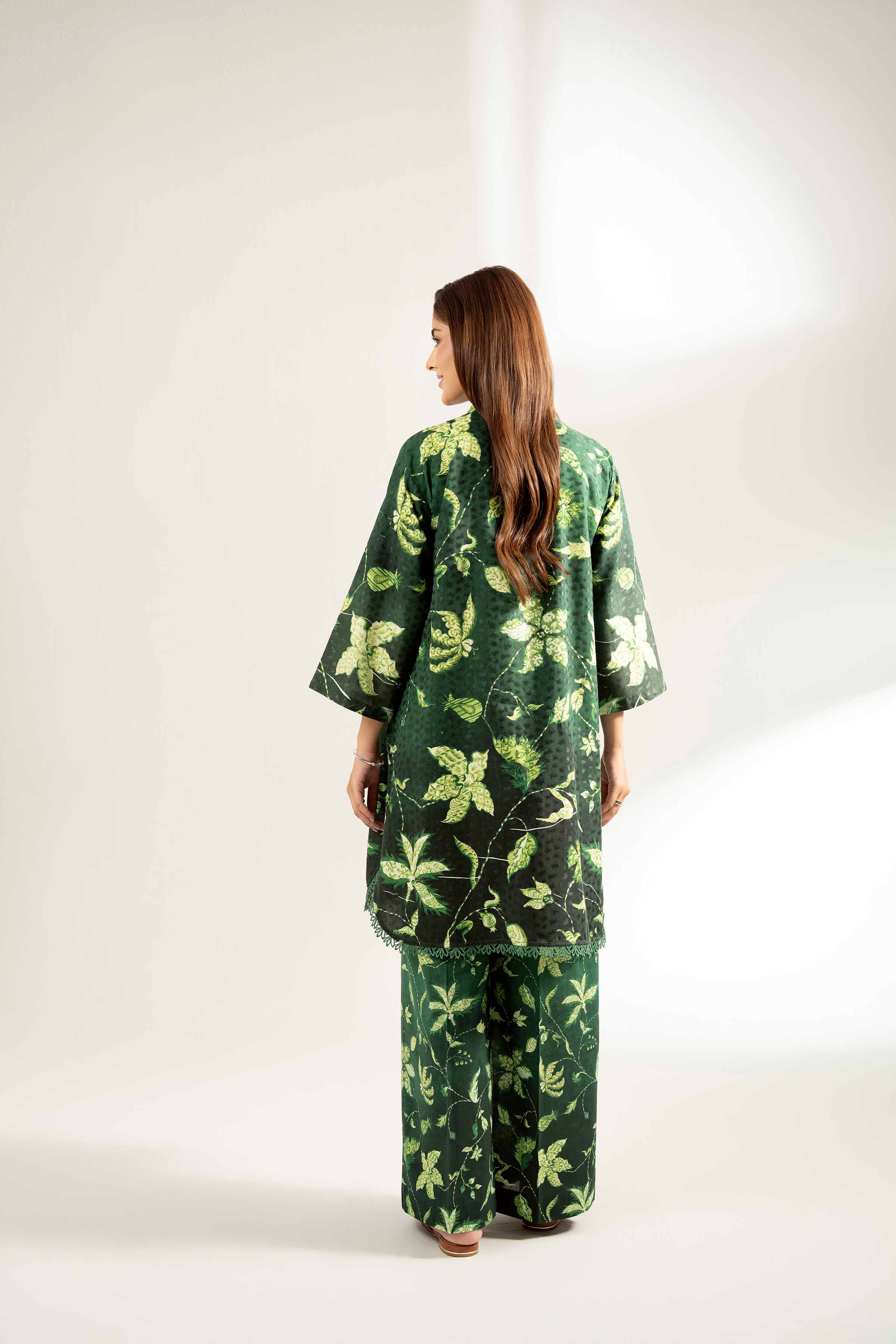 NISHATUAE - Green Printed Viscose 2-piece Unstitched Dress