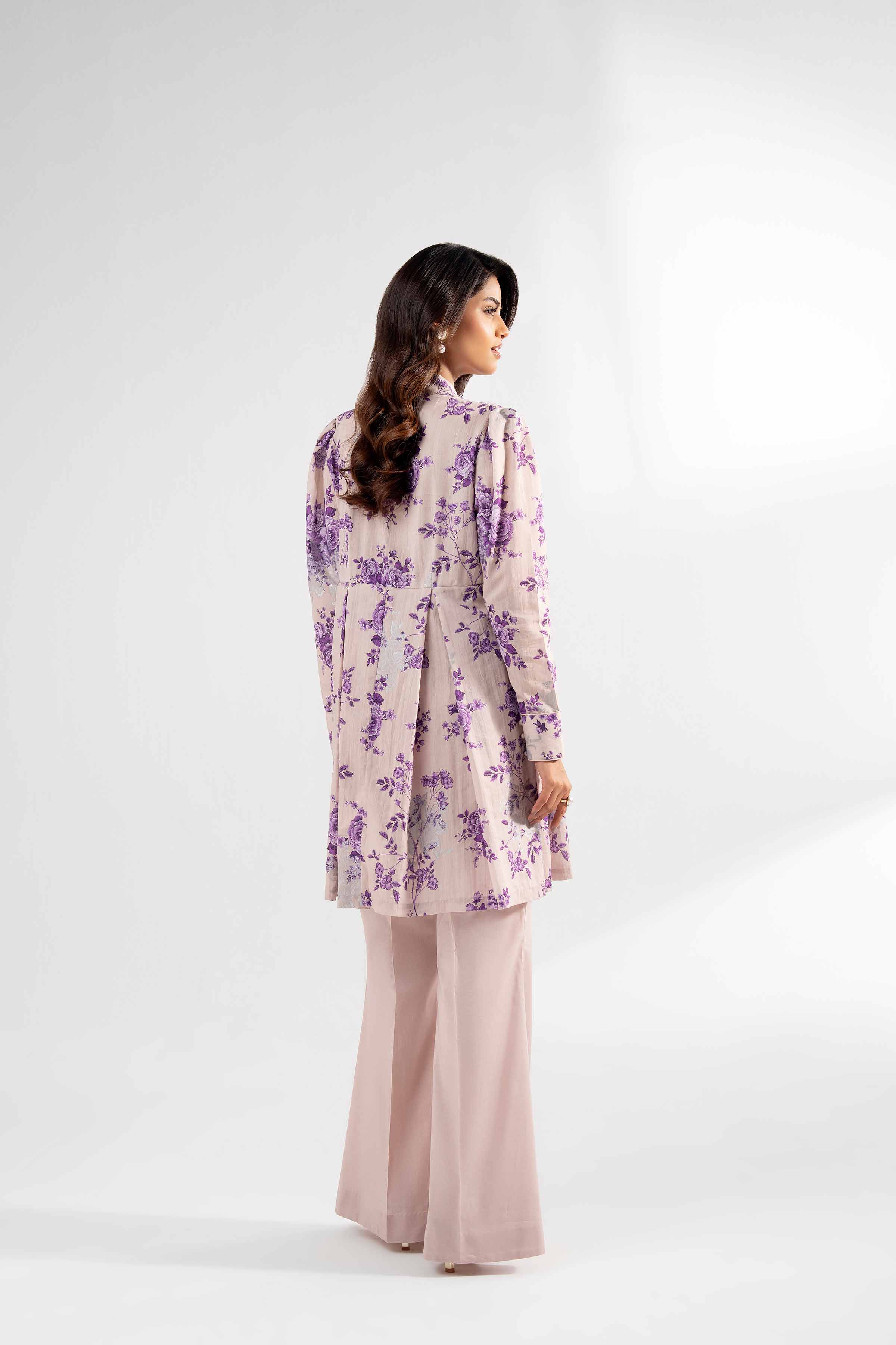 NISHATUAE - Beige Printed Jacquard 2-piece Unstitched Dress