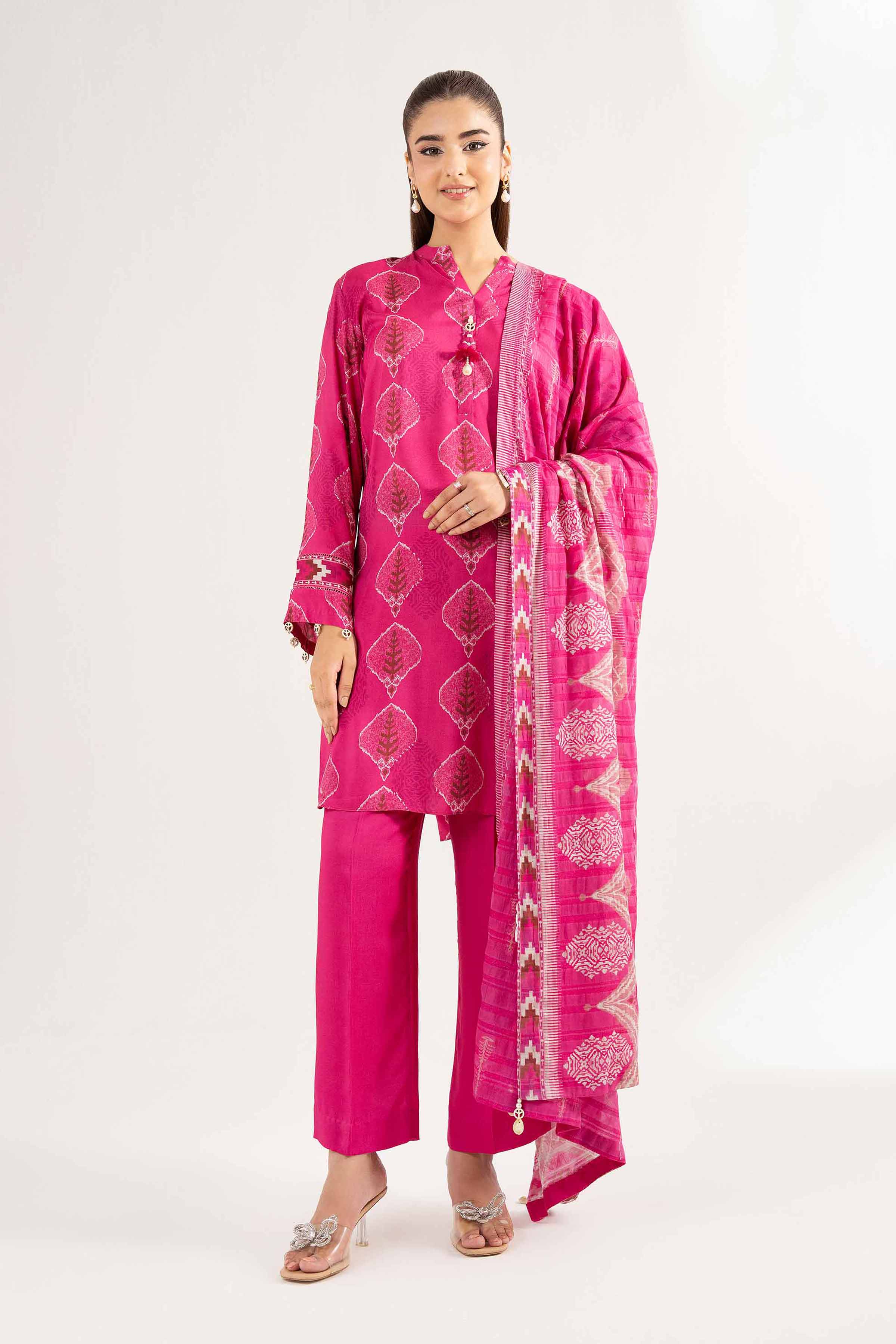 NISHATUAE - Fuchsia Printed Lawn 3-piece Unstitched Suit