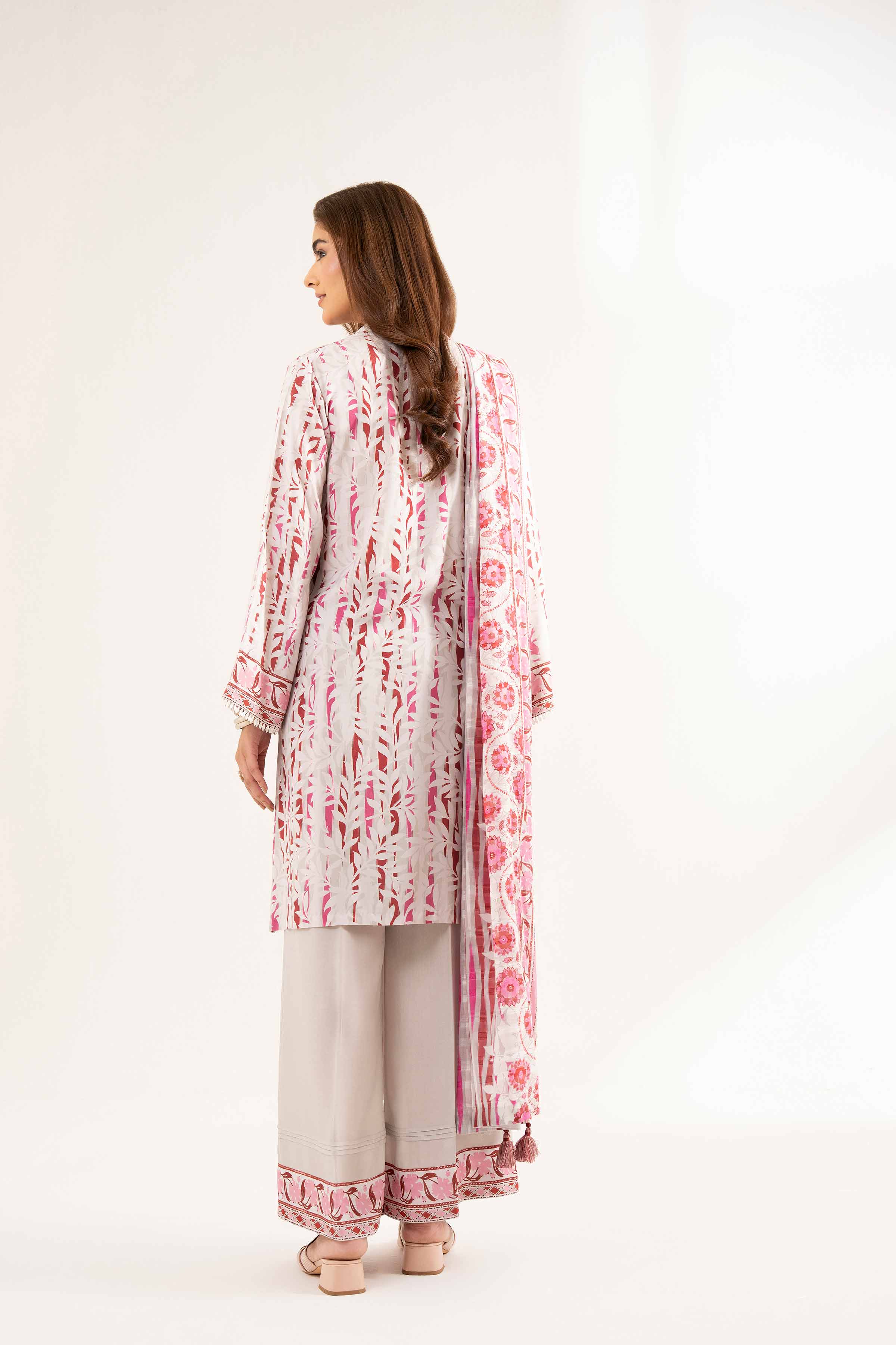 NISHATUAE - White Printed Lawn 3-piece Unstitched Suit