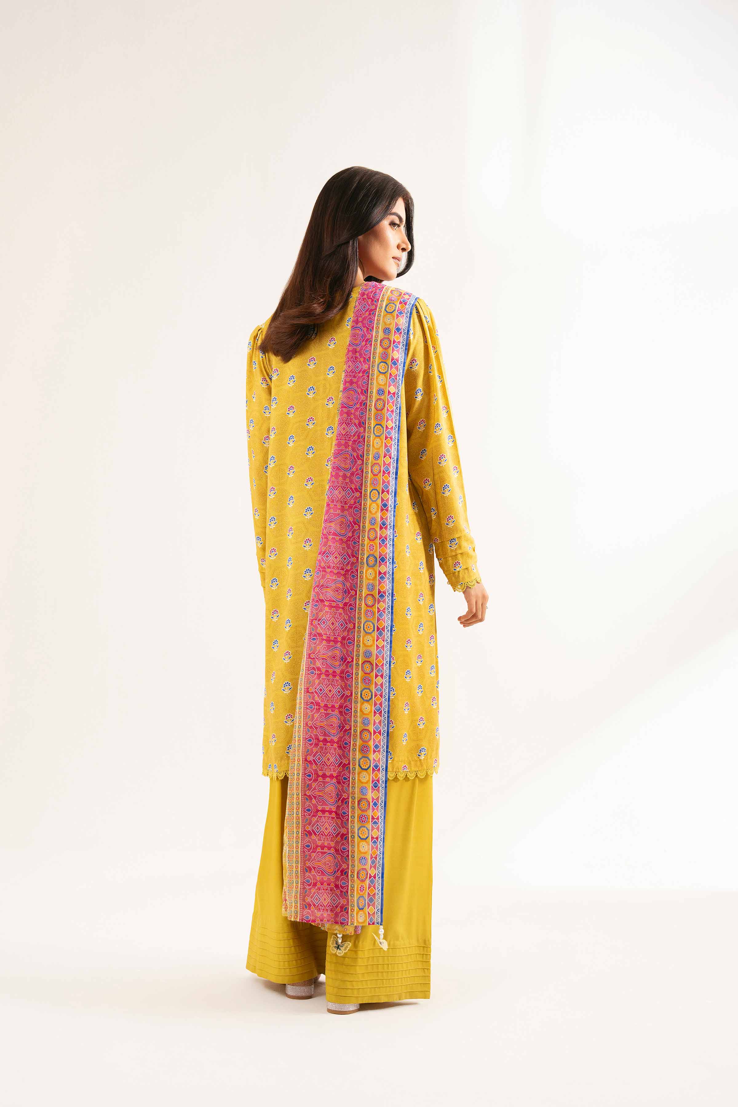 NISHATUAE - Gold Printed Lawn 3-piece Unstitched Suit