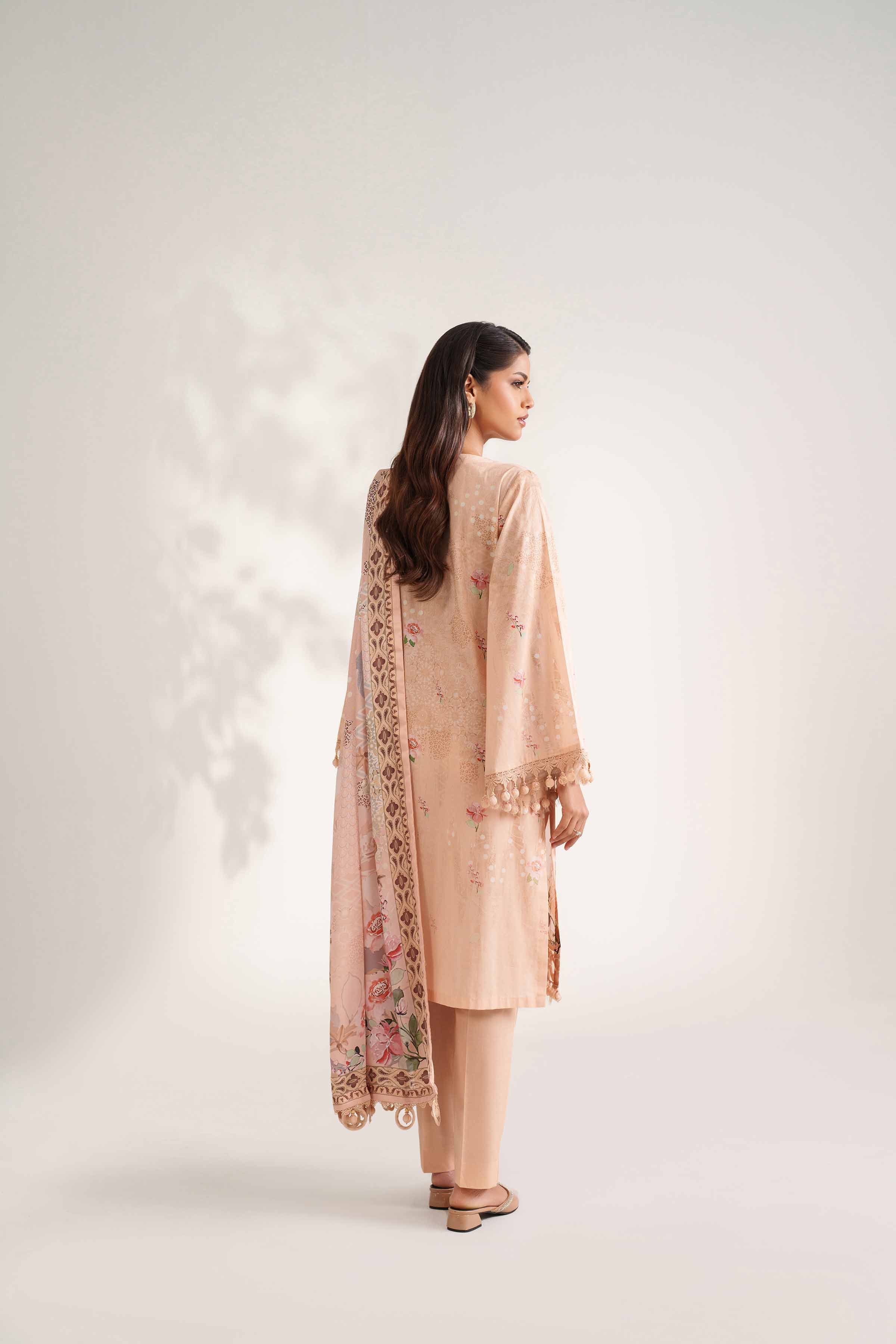 NISHATUAE - Peach Embroidered Cambric 3-piece Unstitched Suit