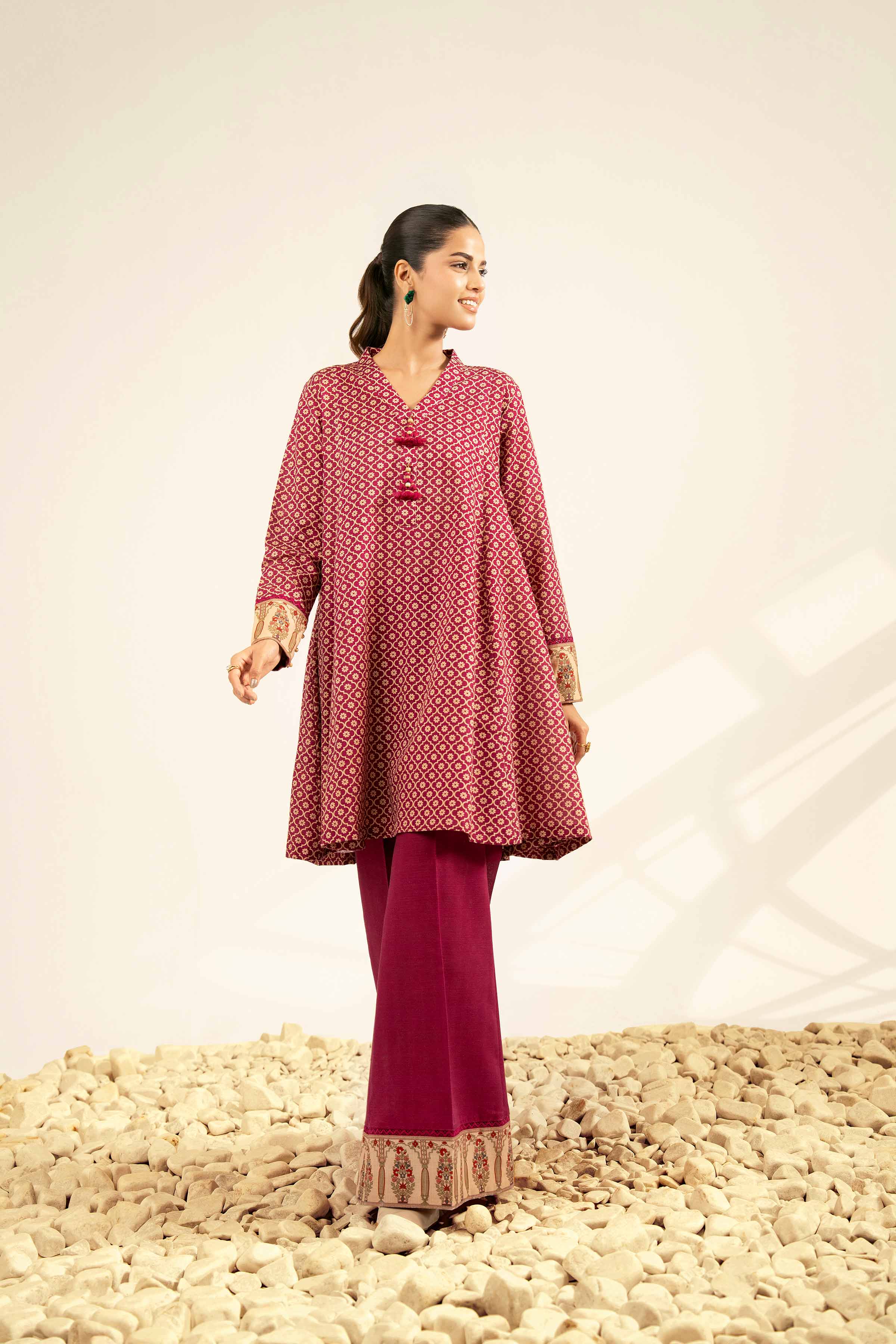 NISHATUAE - Purple Printed Khaddar 2-piece Unstitched Dress