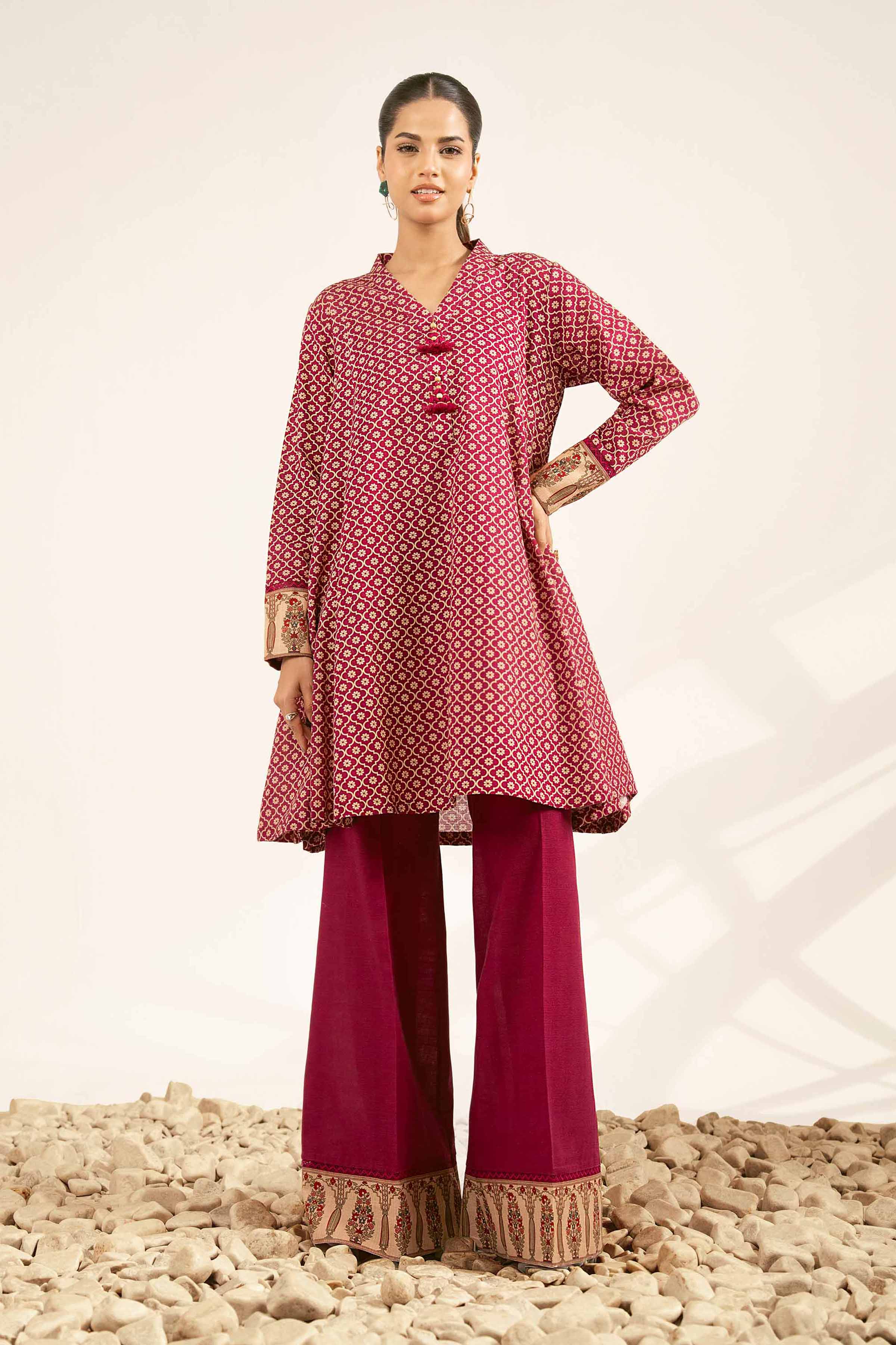 NISHATUAE - Purple Printed Khaddar 2-piece Unstitched Dress