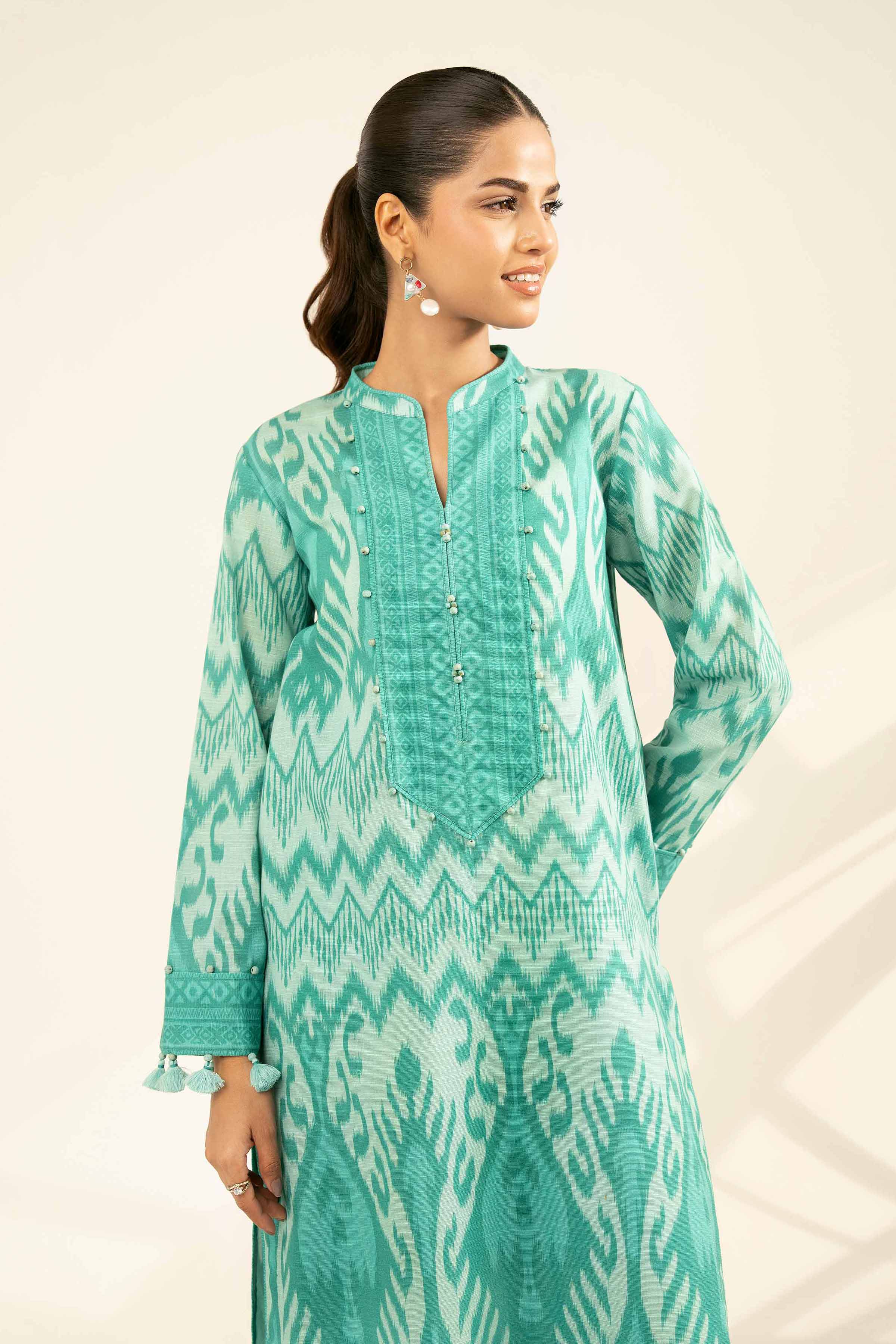 NISHATUAE - Green Printed Khaddar 2-piece Unstitched Dress