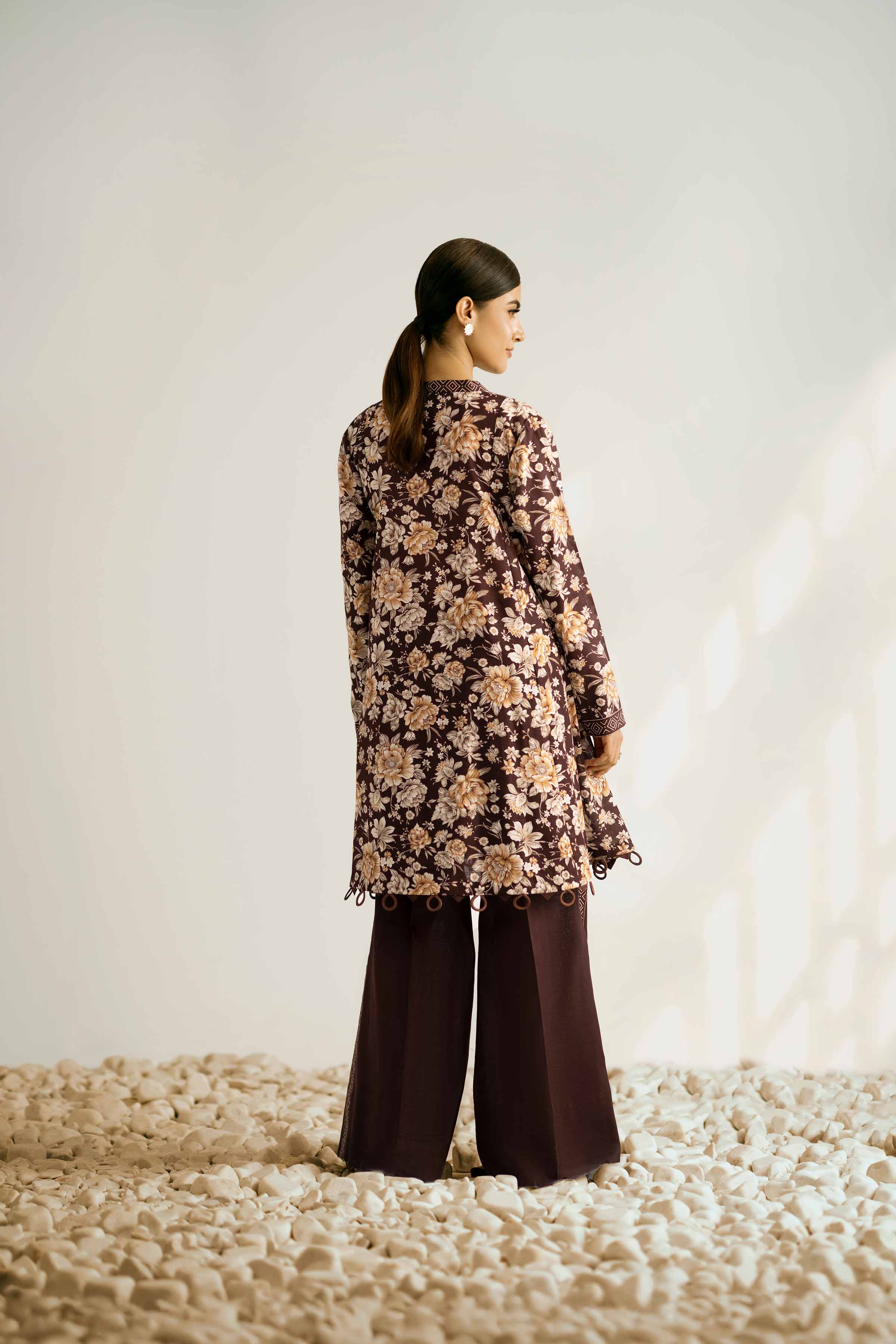 NISHATUAE - Brown Printed Khaddar 2-piece Unstitched Dress