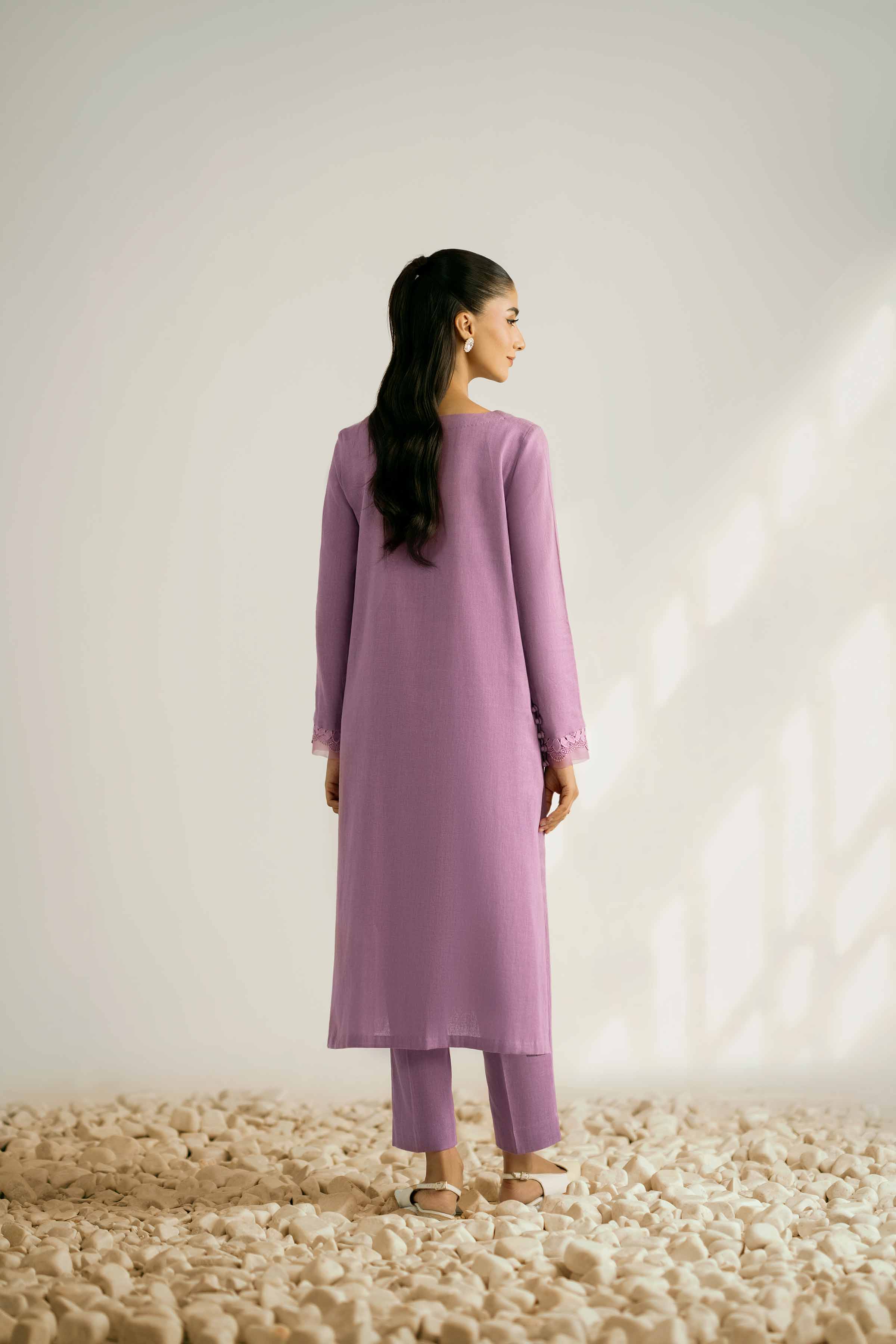 NISHATUAE - Lilac Embroidered Khaddar 2-piece Unstitched Dress