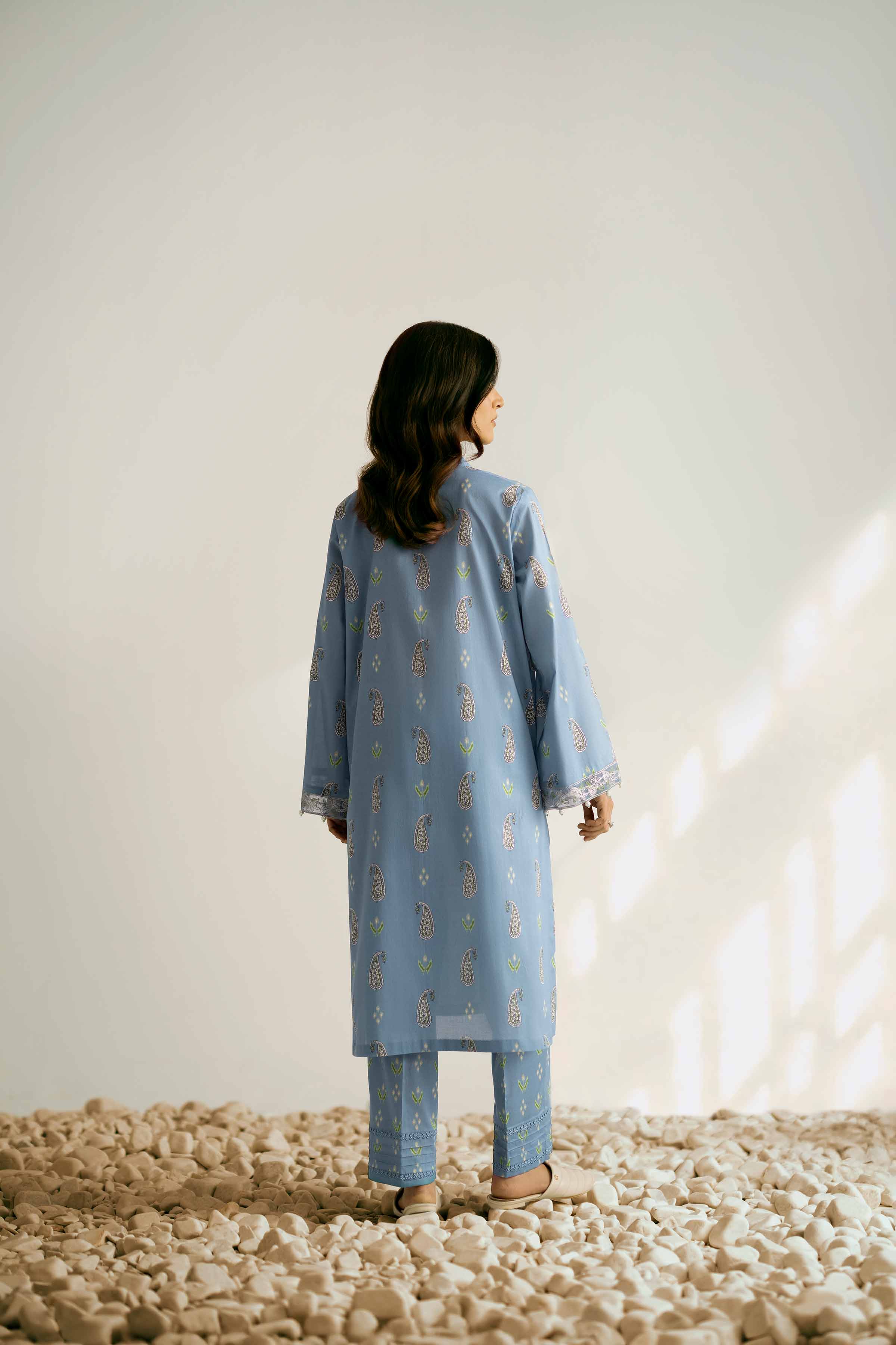 NISHATUAE - Blue Embroidered Cambric 2-piece Unstitched Dress