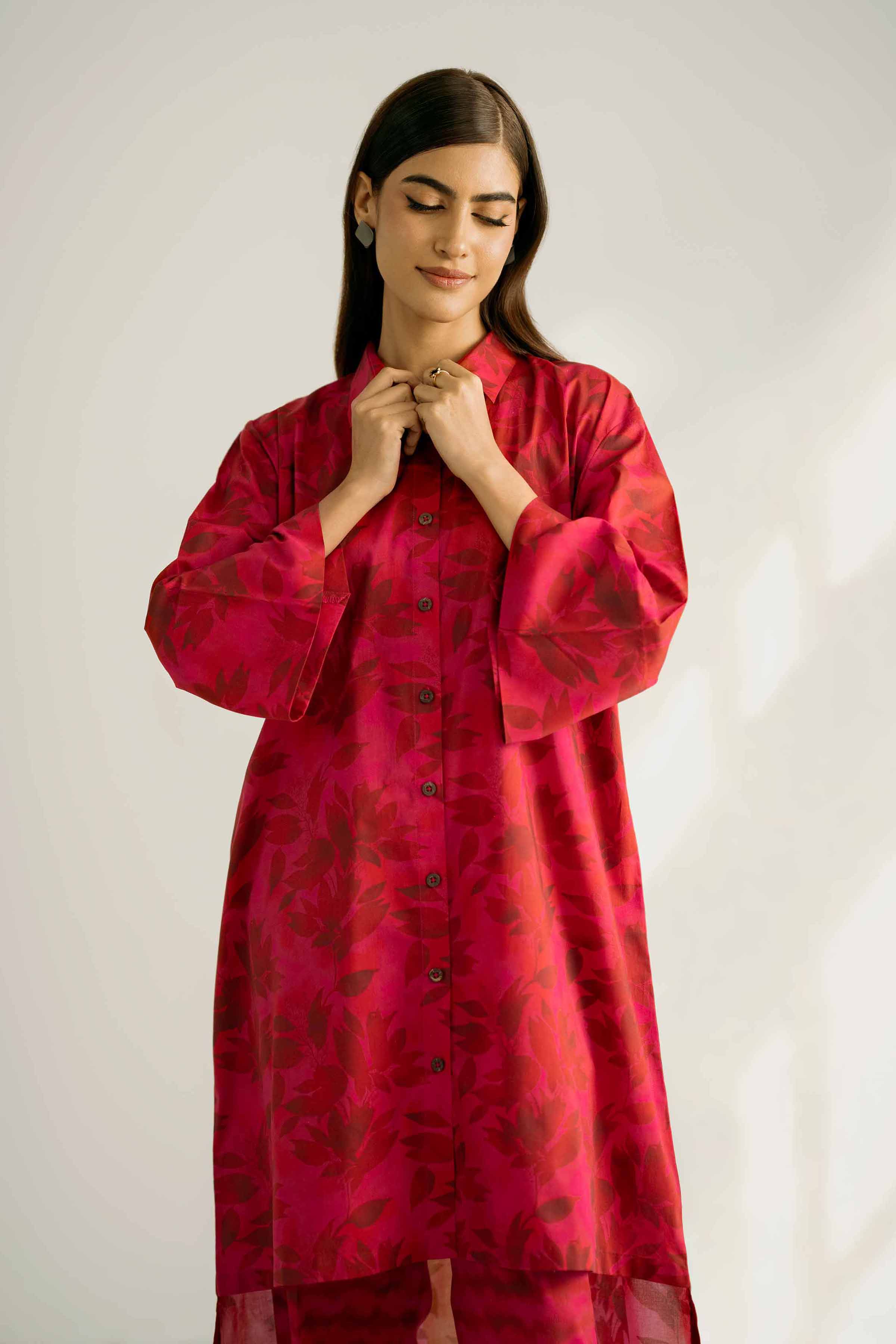 NISHATUAE - Rust Printed Cambric 2-piece Unstitched Dress