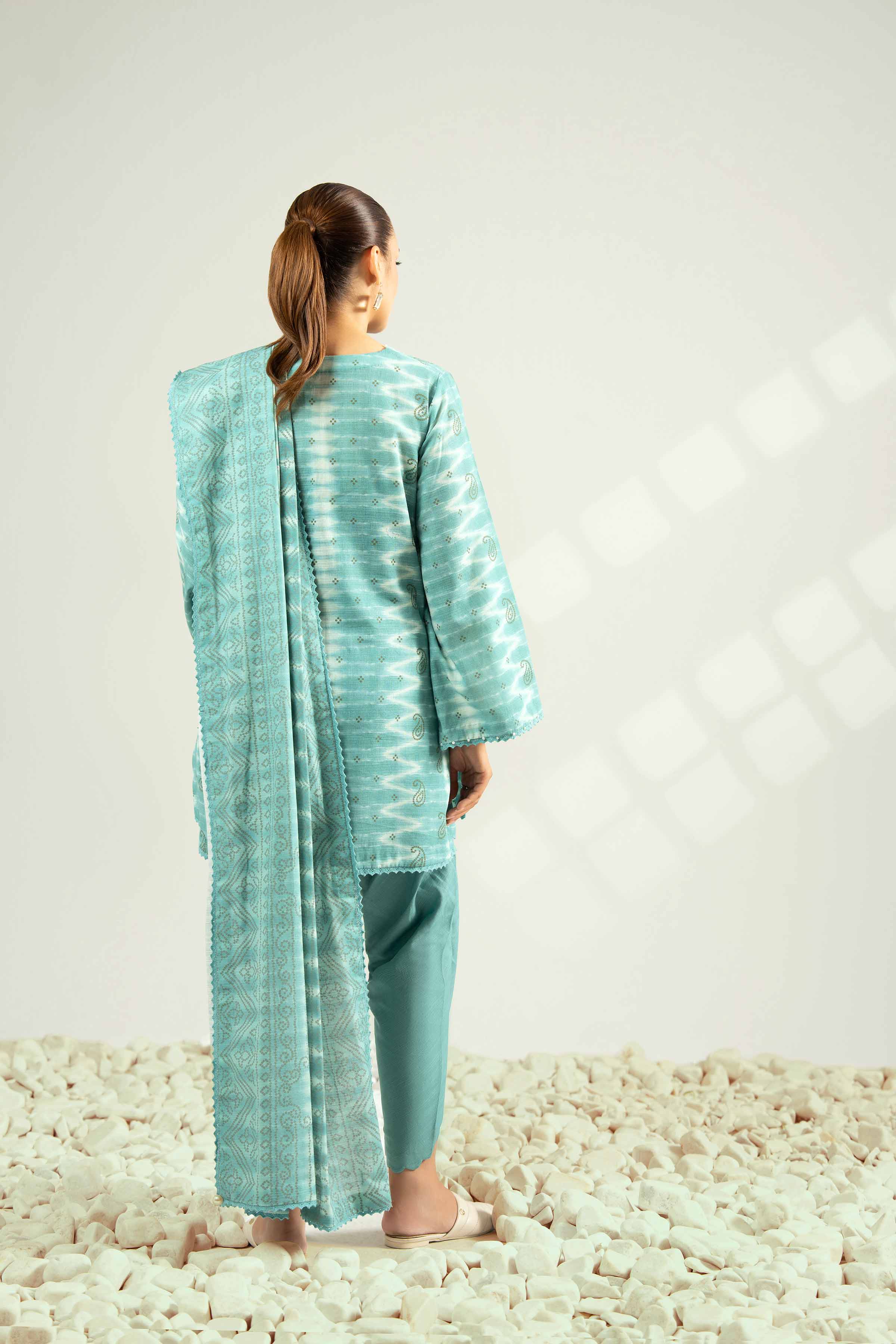 NISHATUAE - Aqua Printed Khaddar 3-piece Unstitched Suit