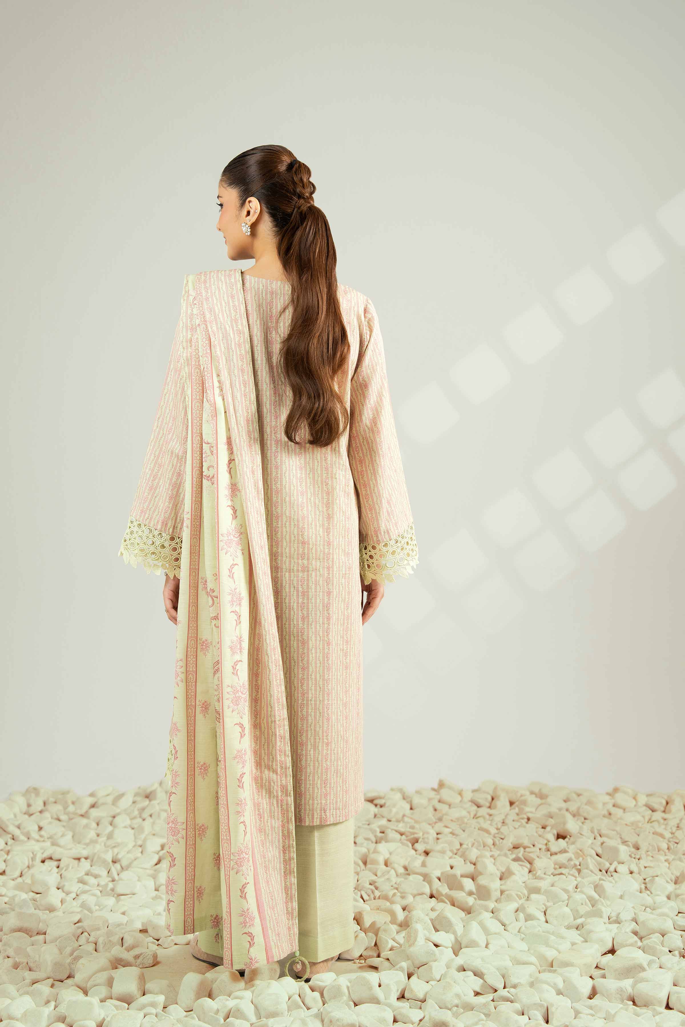 NISHATUAE - Pink Printed Khaddar 3-piece Unstitched Suit