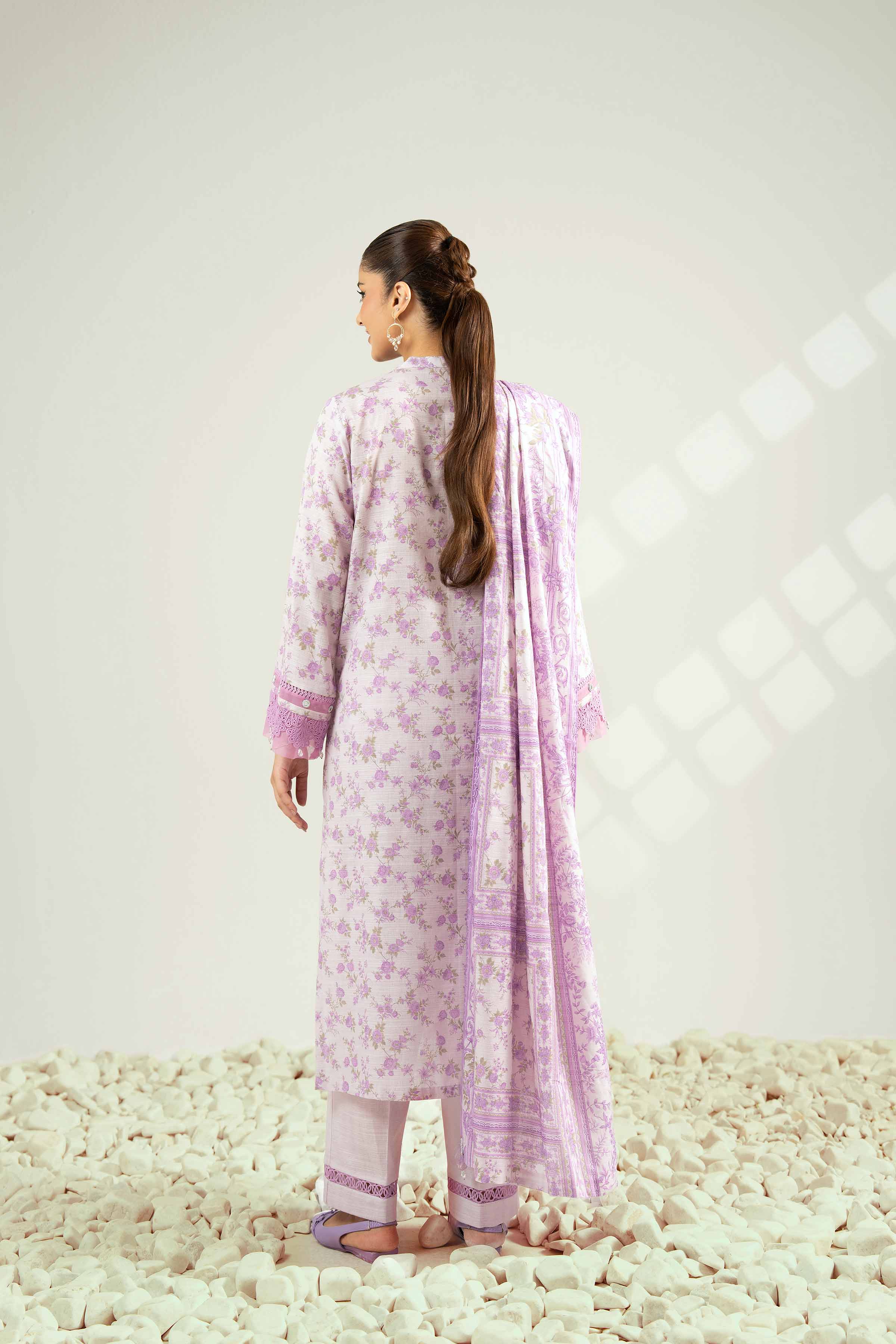 NISHATUAE - Lilac Printed Khaddar 3-piece Unstitched Suit