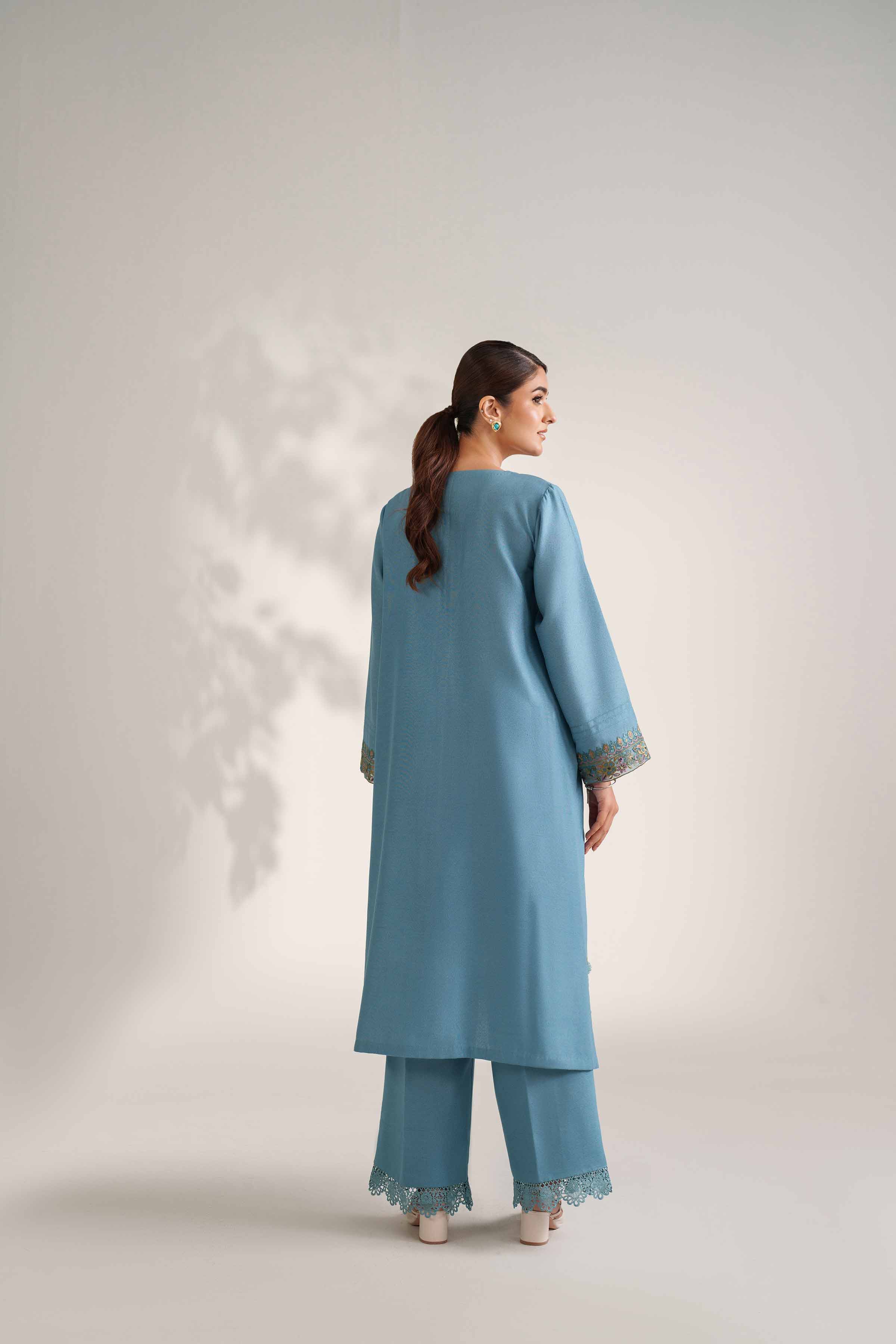 NISHATUAE - Green Embroidered Karandi 2-piece Unstitched Dress