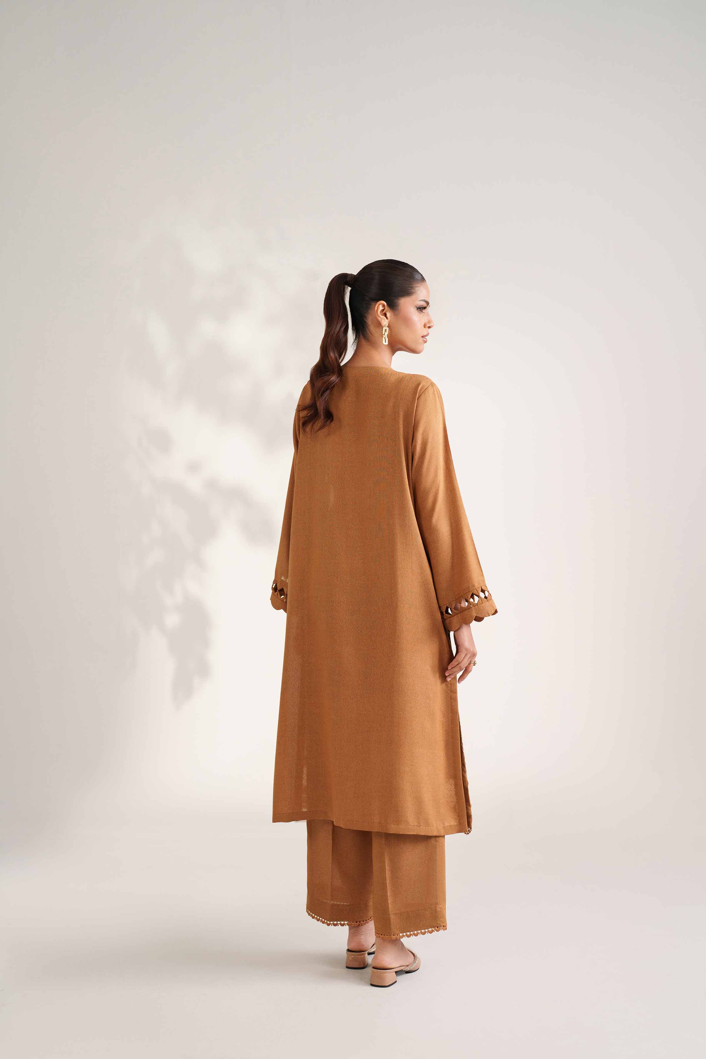 NISHATUAE - Mustard Embroidered Karandi 2-piece Unstitched Dress