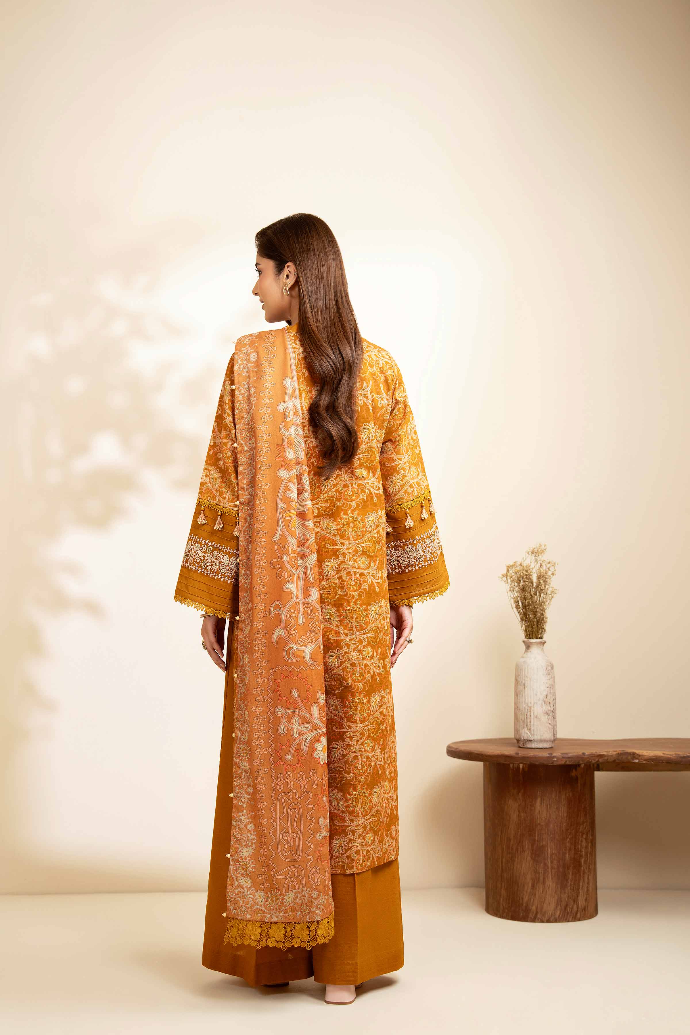 NISHATUAE - Brown Embroidered Khaddar 3-piece Unstitched Suit
