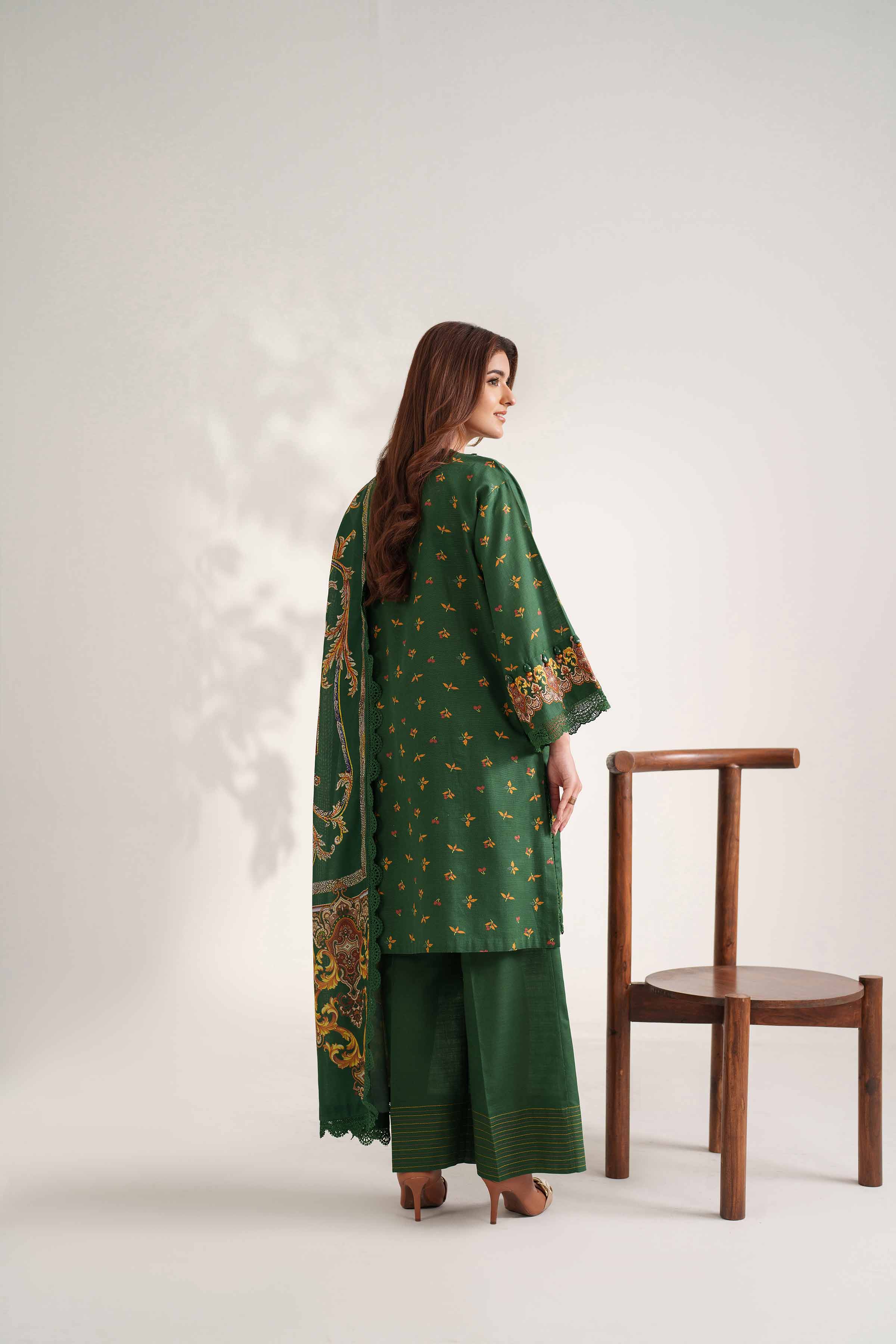 NISHATUAE - Green Printed Khaddar 3-piece Unstitched Suit