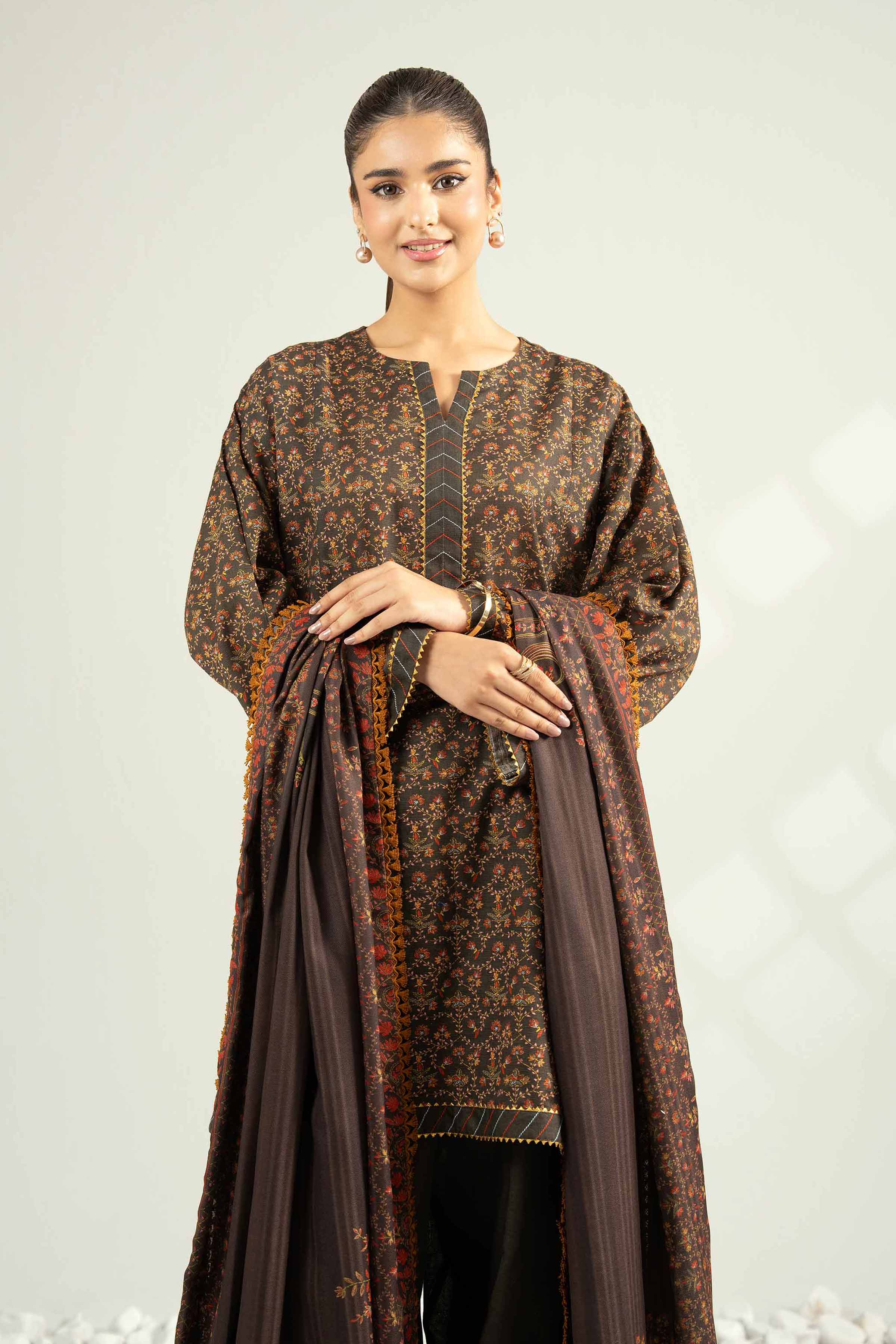 NISHATUAE - Multi Printed Khaddar 3-piece Unstitched Suit