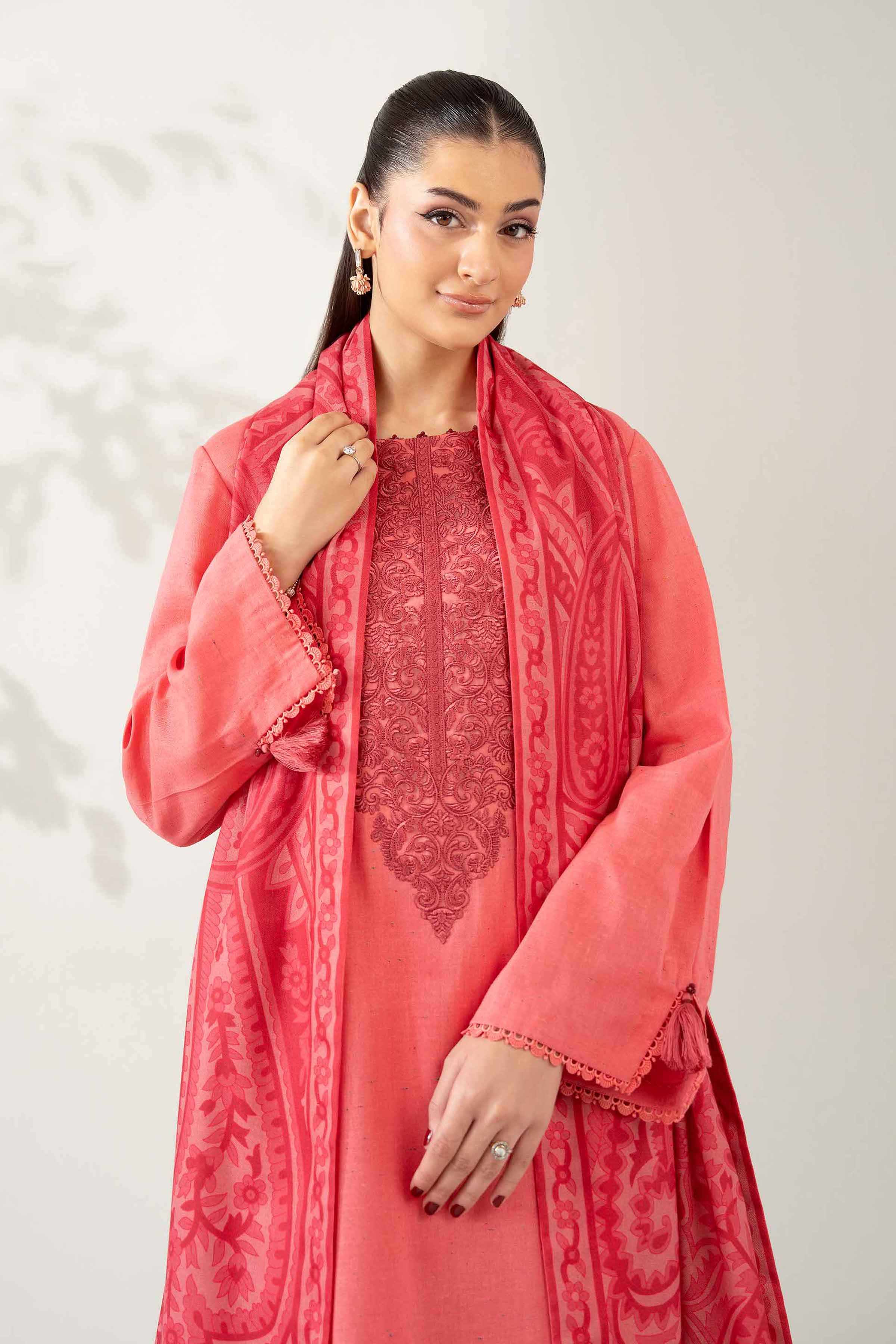 NISHATUAE - Coral Embroidered Neps 3-piece Unstitched Suit