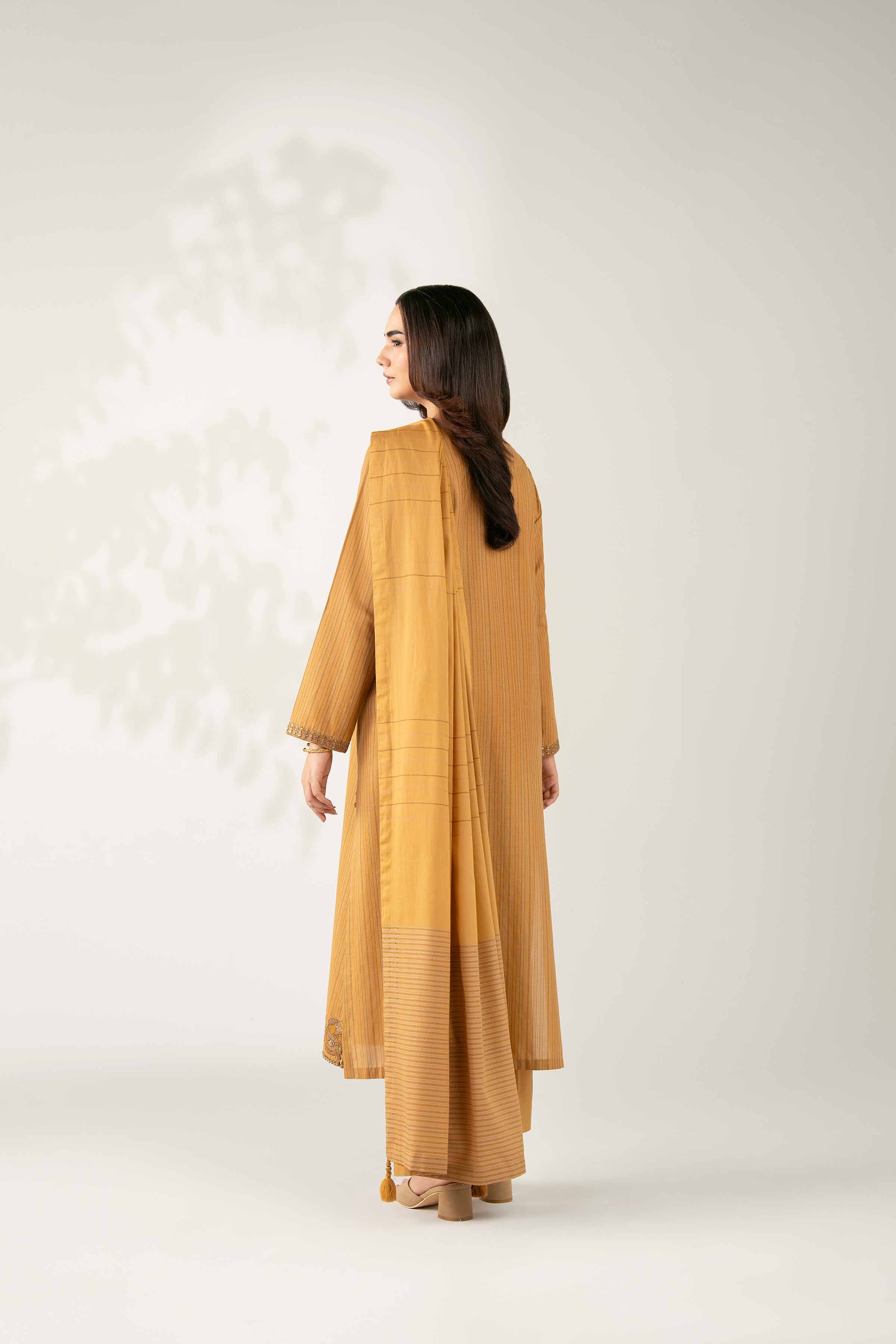 NISHATUAE - Brown Embroidered Lawn 3-piece Unstitched Suit